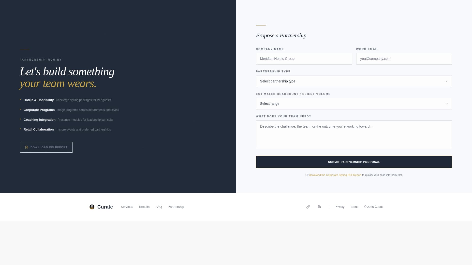 Curate - Executive Stylist Landing Page Template