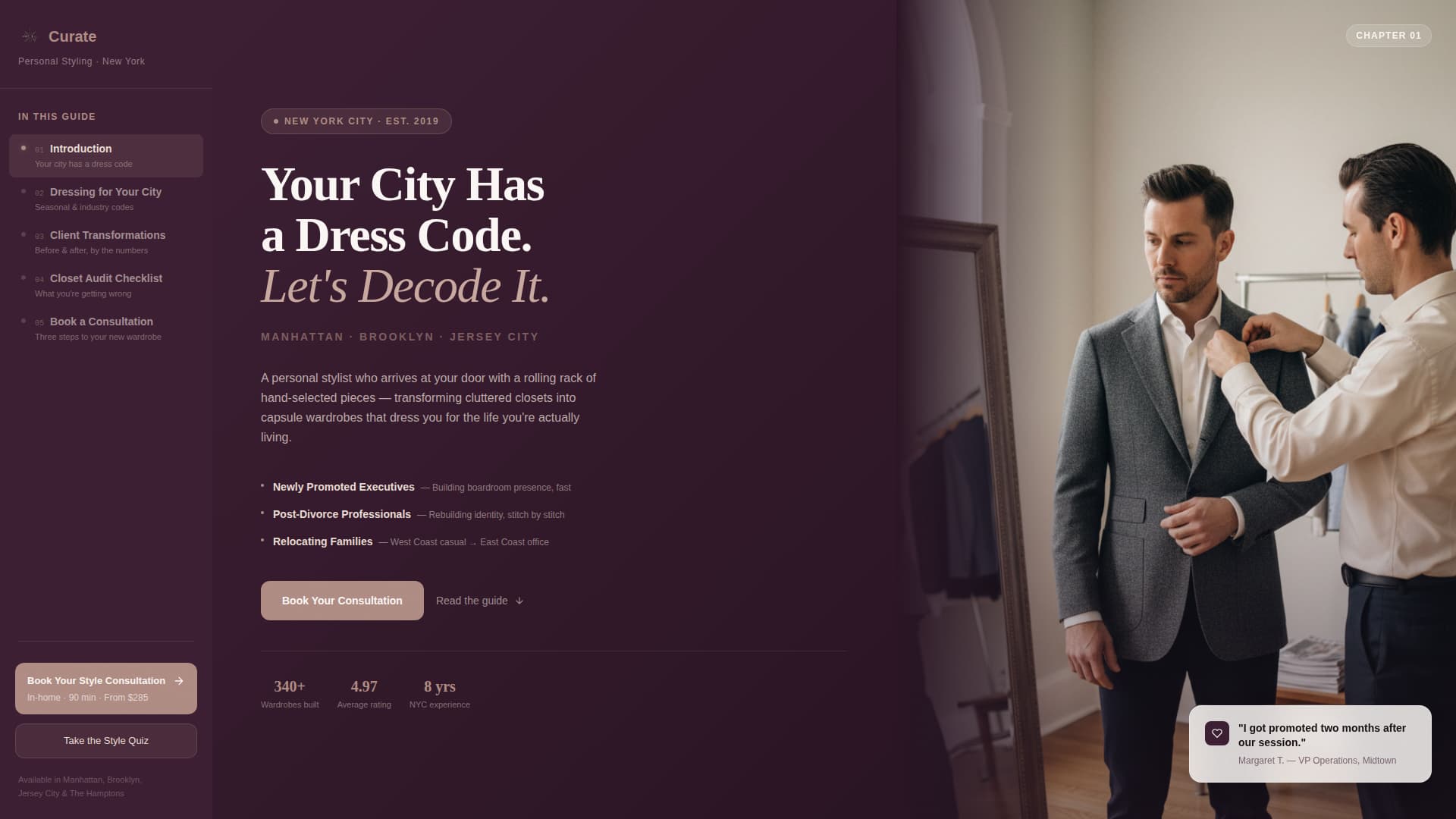 Curate - Transformative Stylist Landing Page Template
