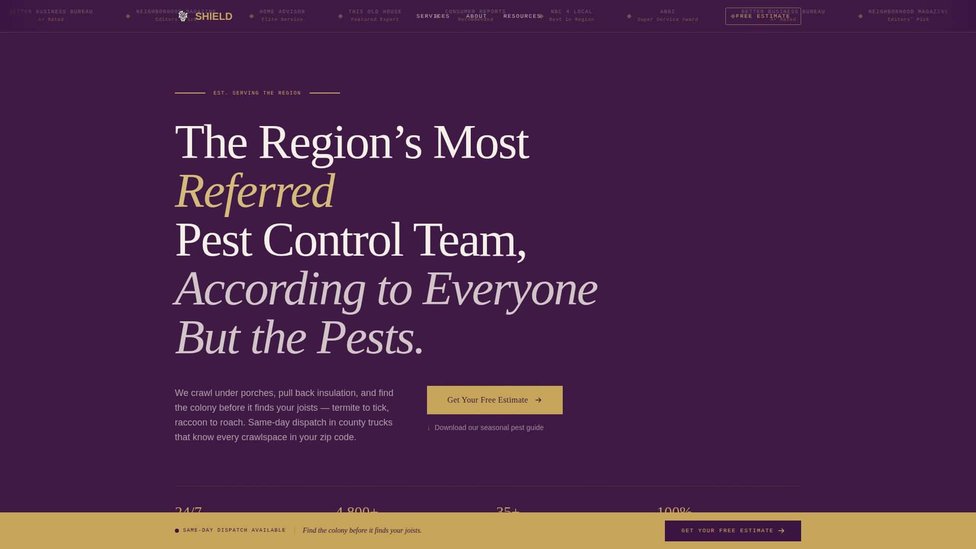 Shield - Authoritative Pestcontrol Landing Page Template