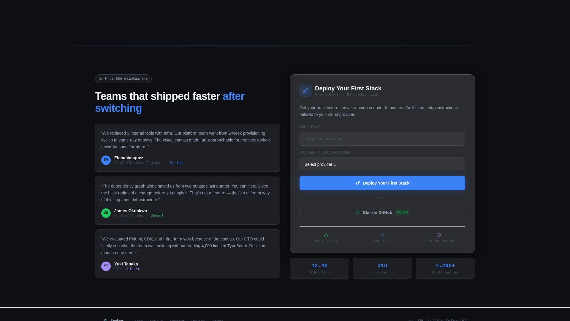 Infra - Powerful Cloudarchitecture Landing Page Template