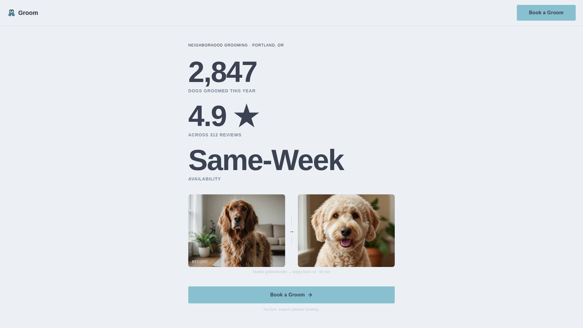 Groom - Trusted Petgrooming Landing Page Template