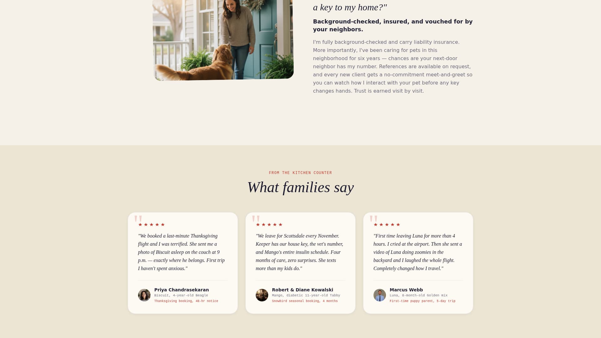Keeper - Trusted Petsitter Landing Page Template