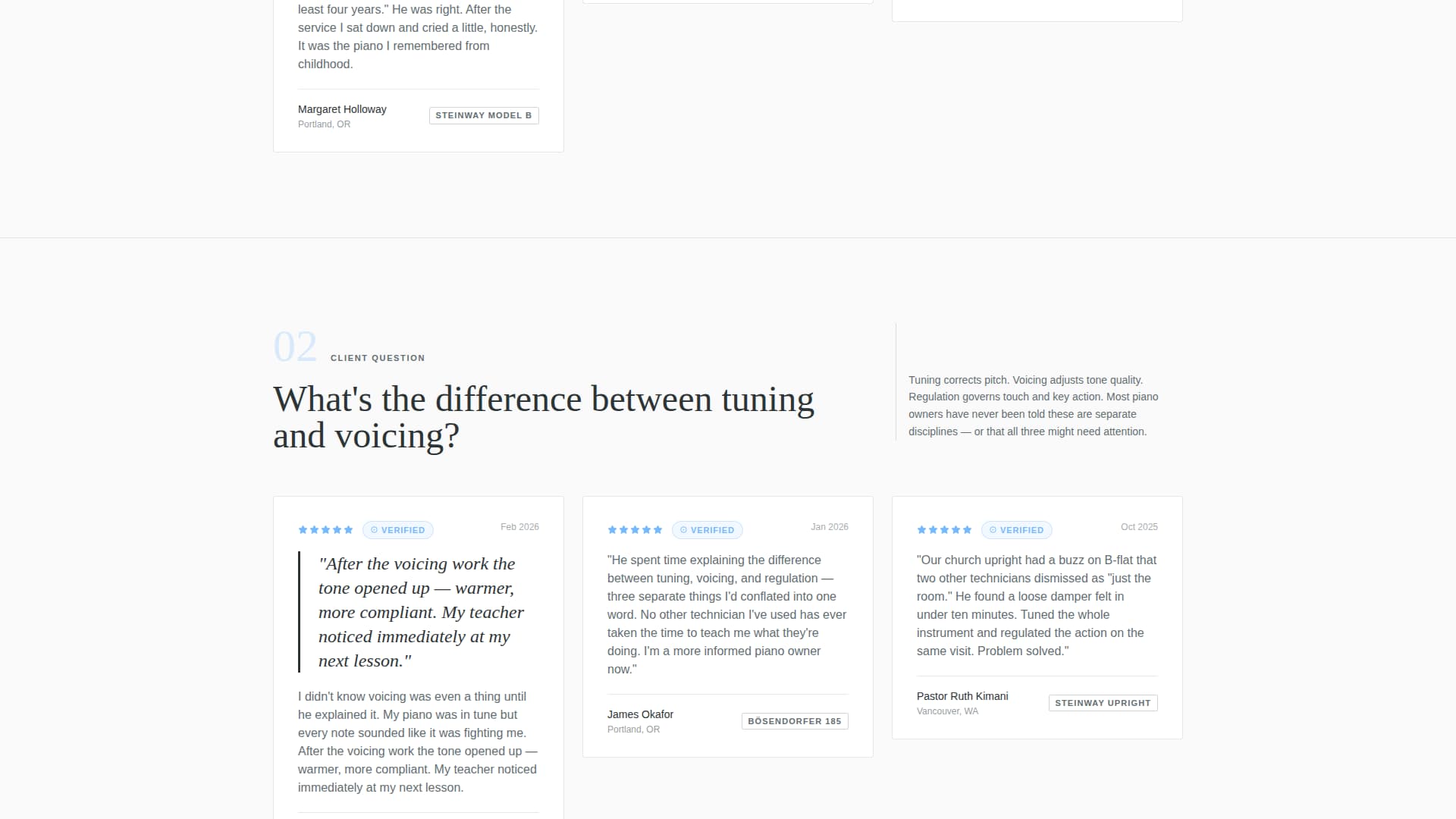 Temperament - Authoritative Pianotuner Landing Page Template