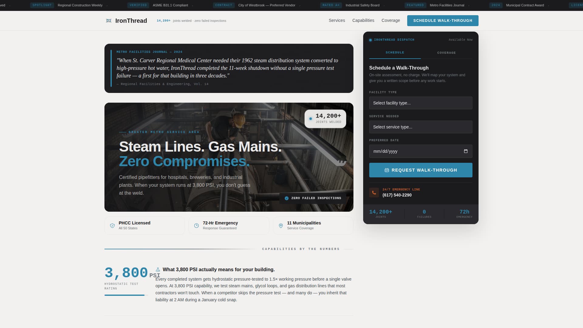 Ironthread - Precision Pipefitter Landing Page Template