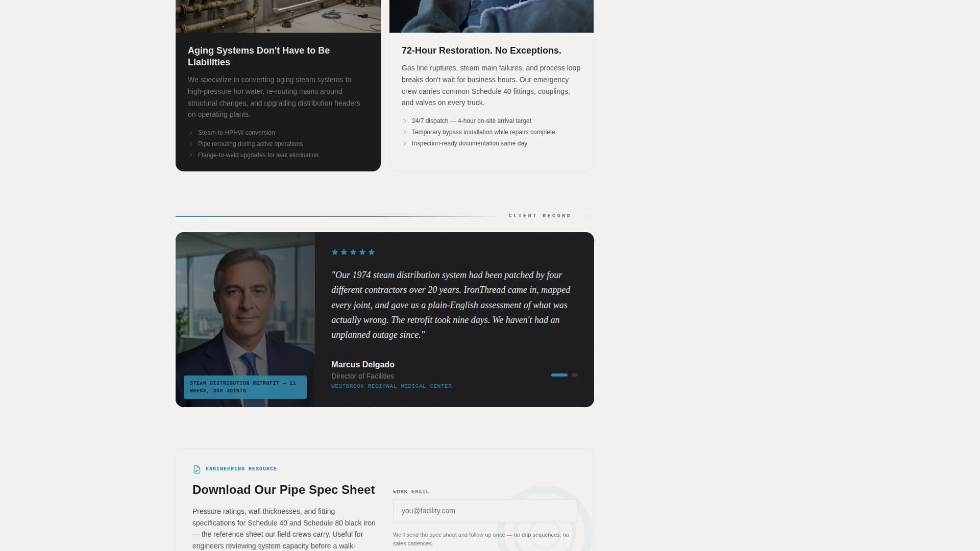 Ironthread - Precision Pipefitter Landing Page Template
