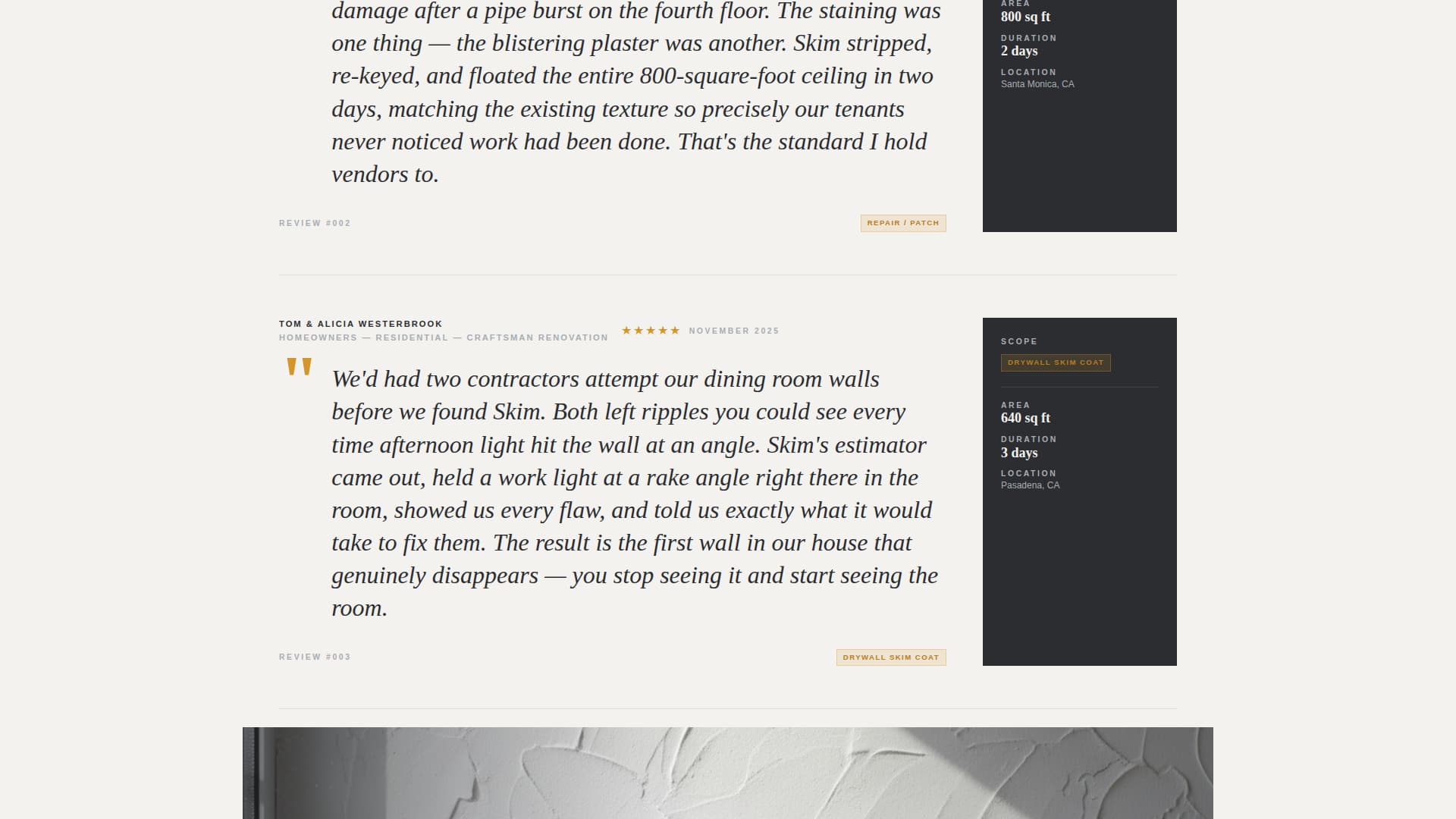 Skim - Precision Plasterer Landing Page Template
