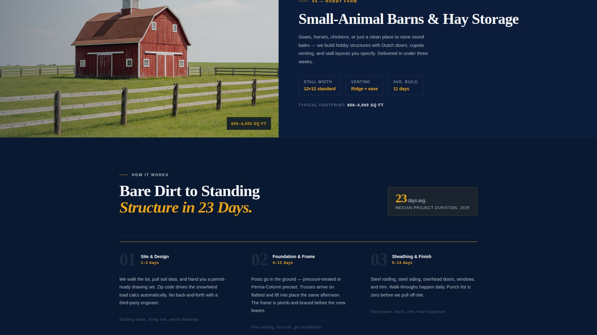Barncraft - Authoritative Postframe Landing Page Template