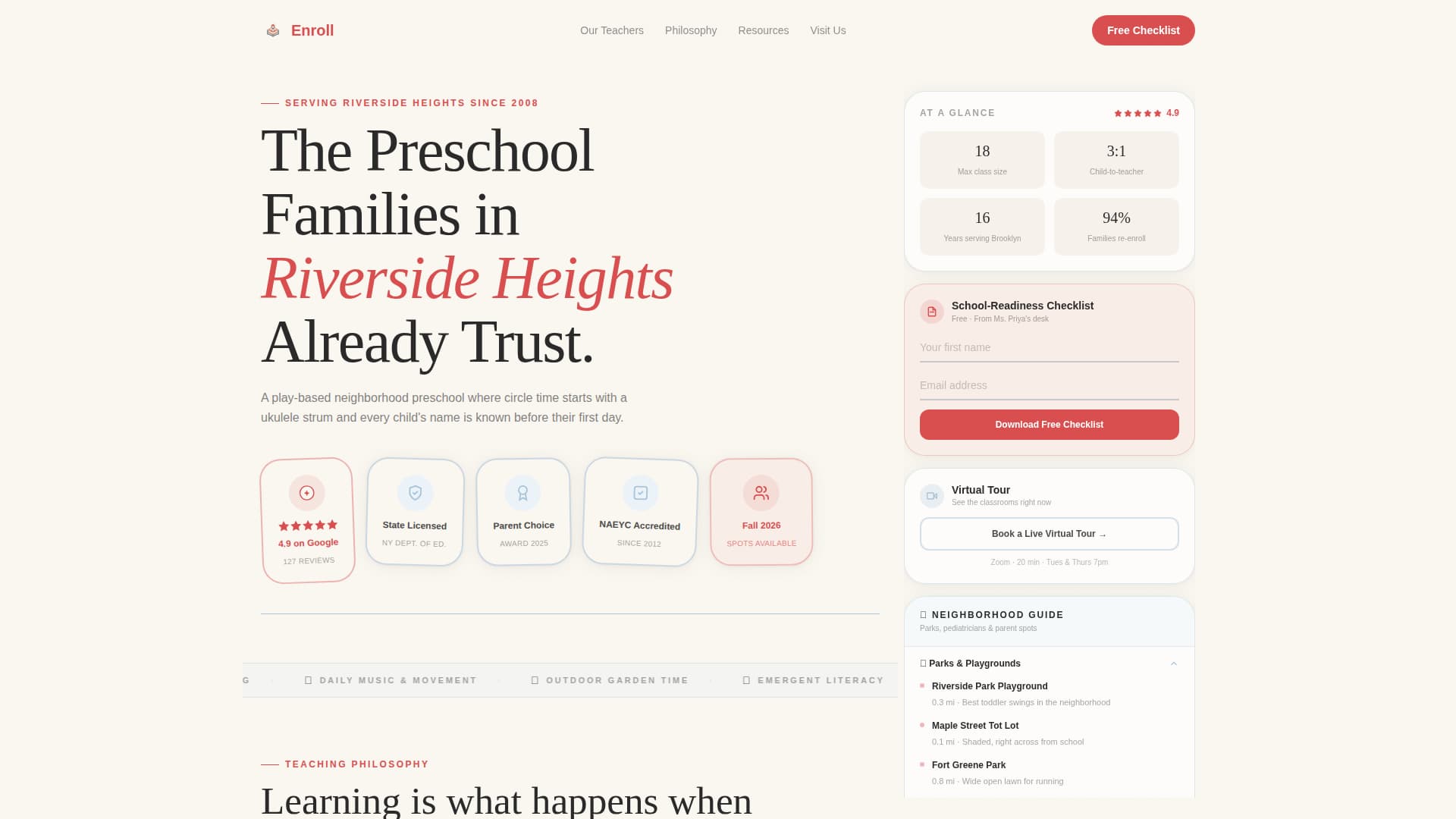 Nurture — Certified Early Childhood Education Landing Page Template