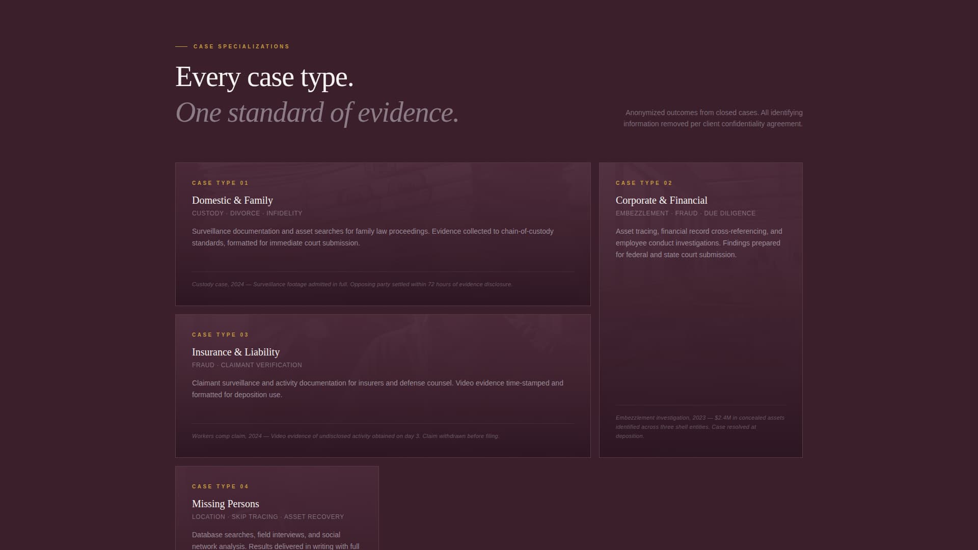 Trace - Confidential Investigator Landing Page Template