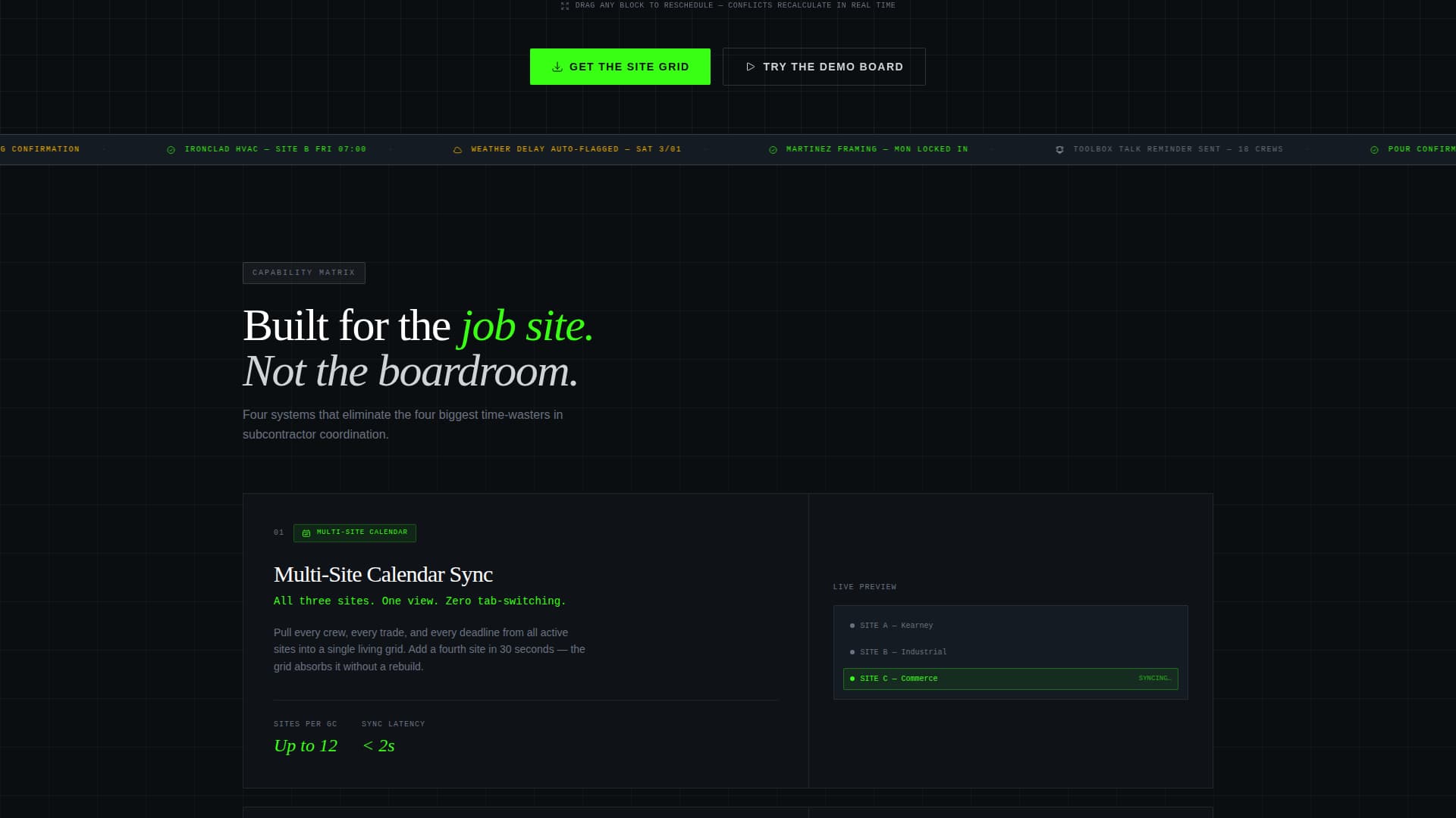 Construction Software Booking Website Template