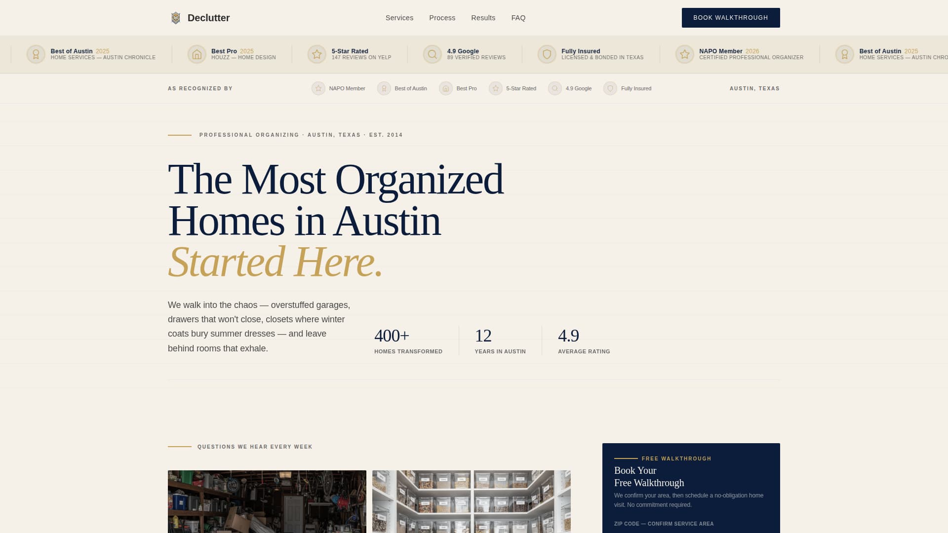 Declutter - Authoritative Organizer Landing Page Template