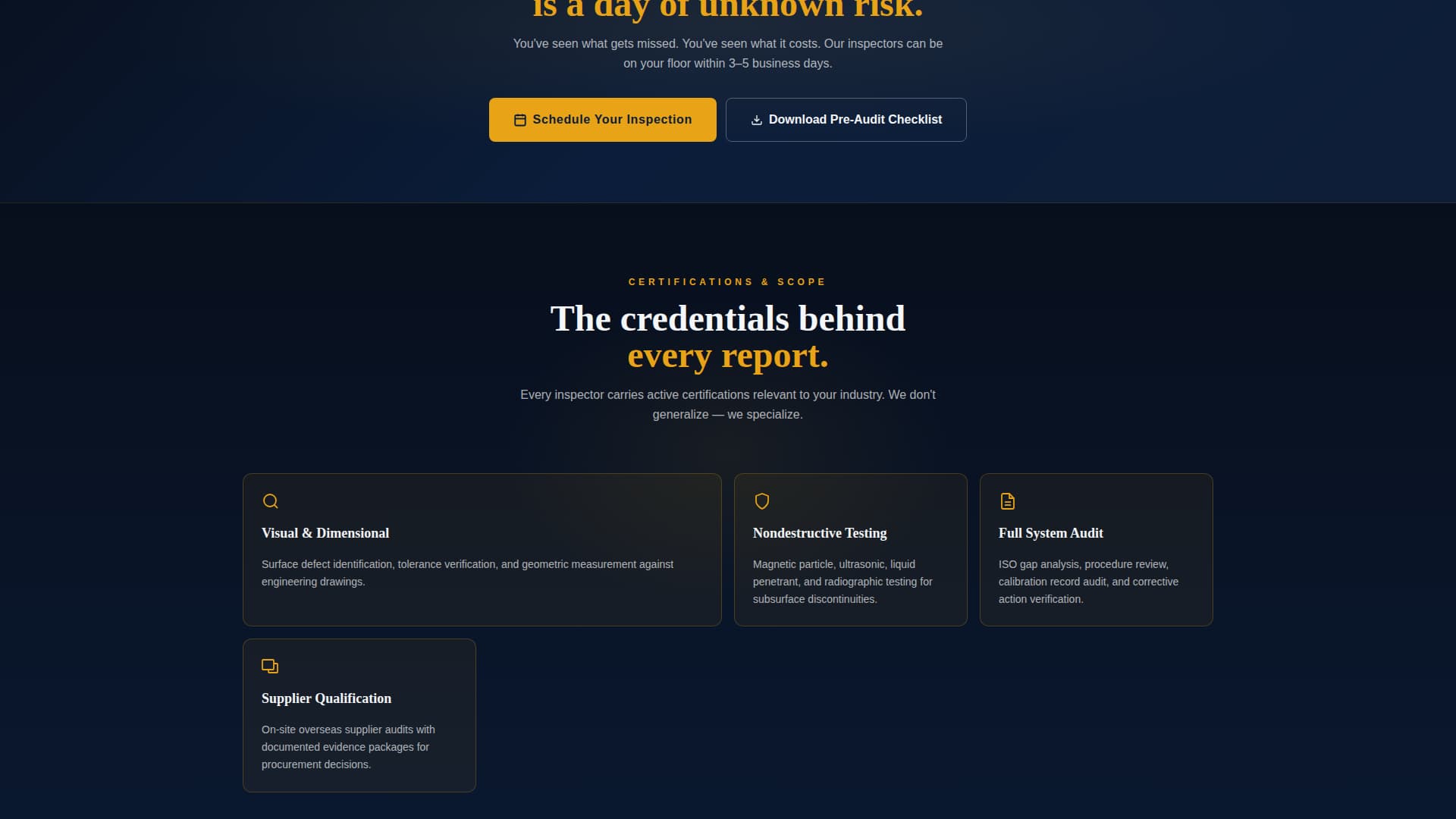 Inspect - Authoritative Qualityinspector Landing Page Template