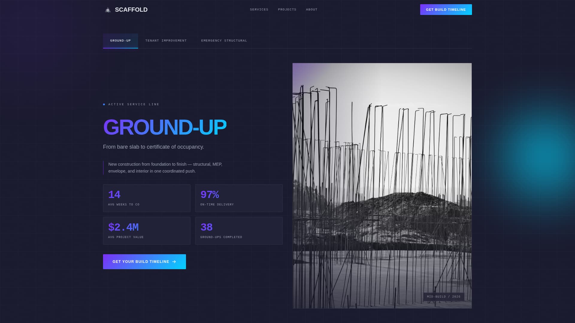 Scaffold - High-velocity Construction Landing Page Template