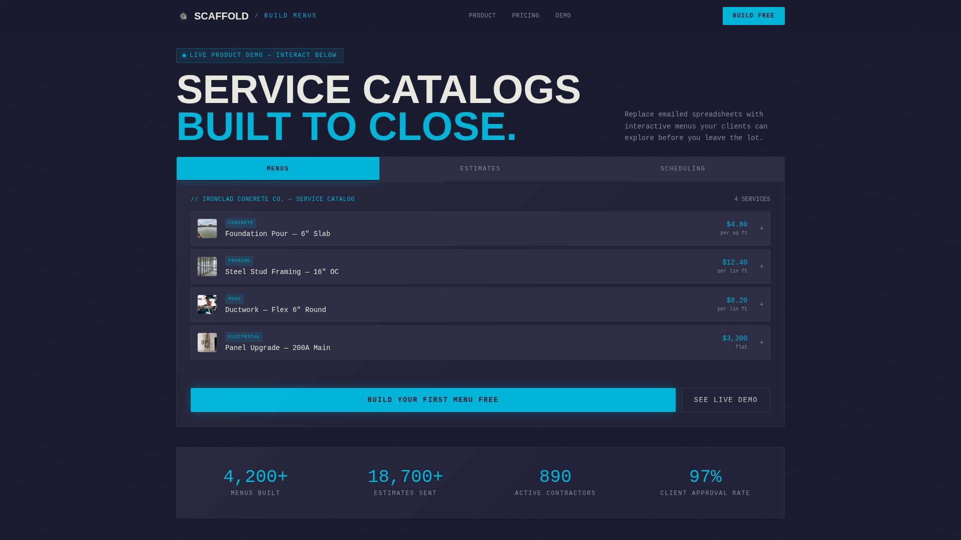 Construction Digital Presence Cost Calculator Website Template