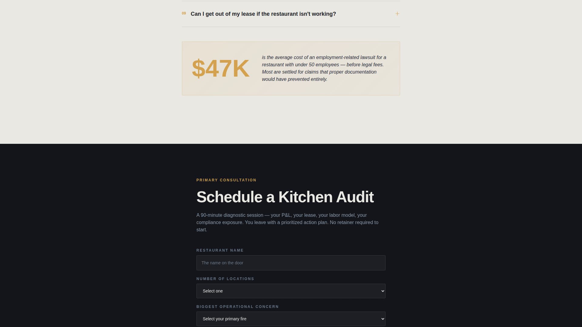 Mise - Authoritative Restaurantconsulting Landing Page Template