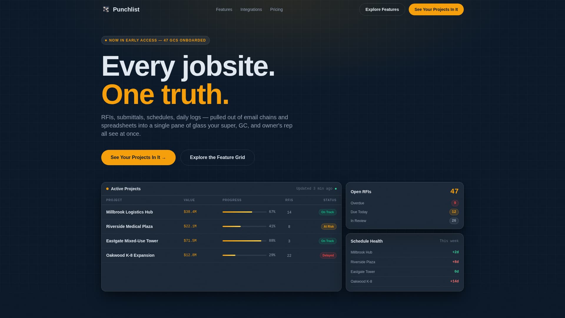 Punchlist - Powerful Construction PM Landing Page Template