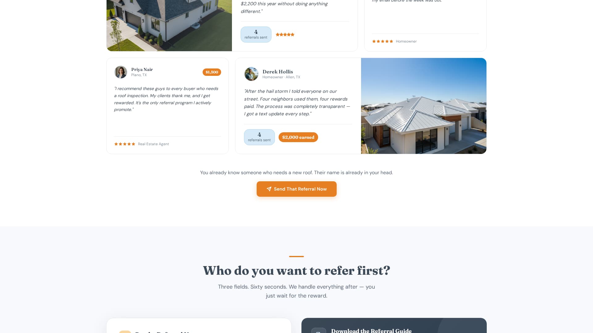 Roofreferral - Rewarding Homeowner Landing Page Template