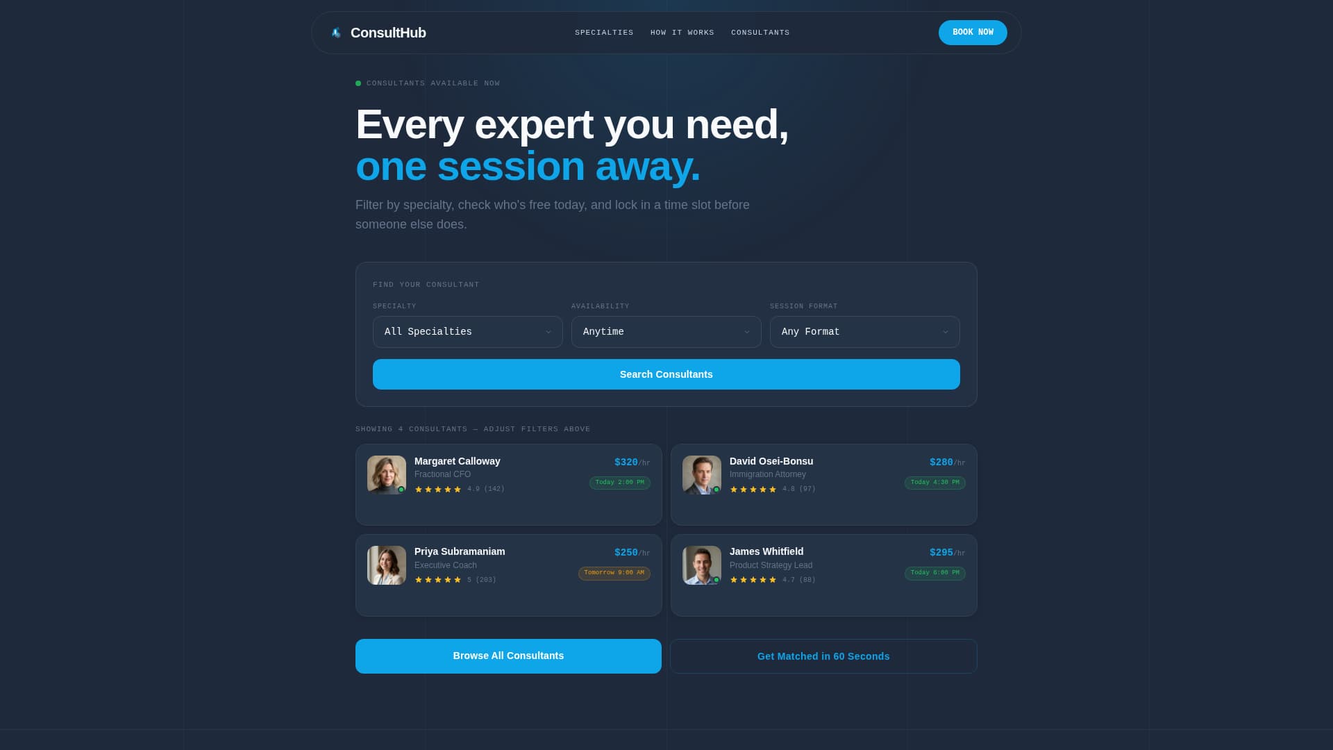 Consult - Powerful Booking Landing Page Template