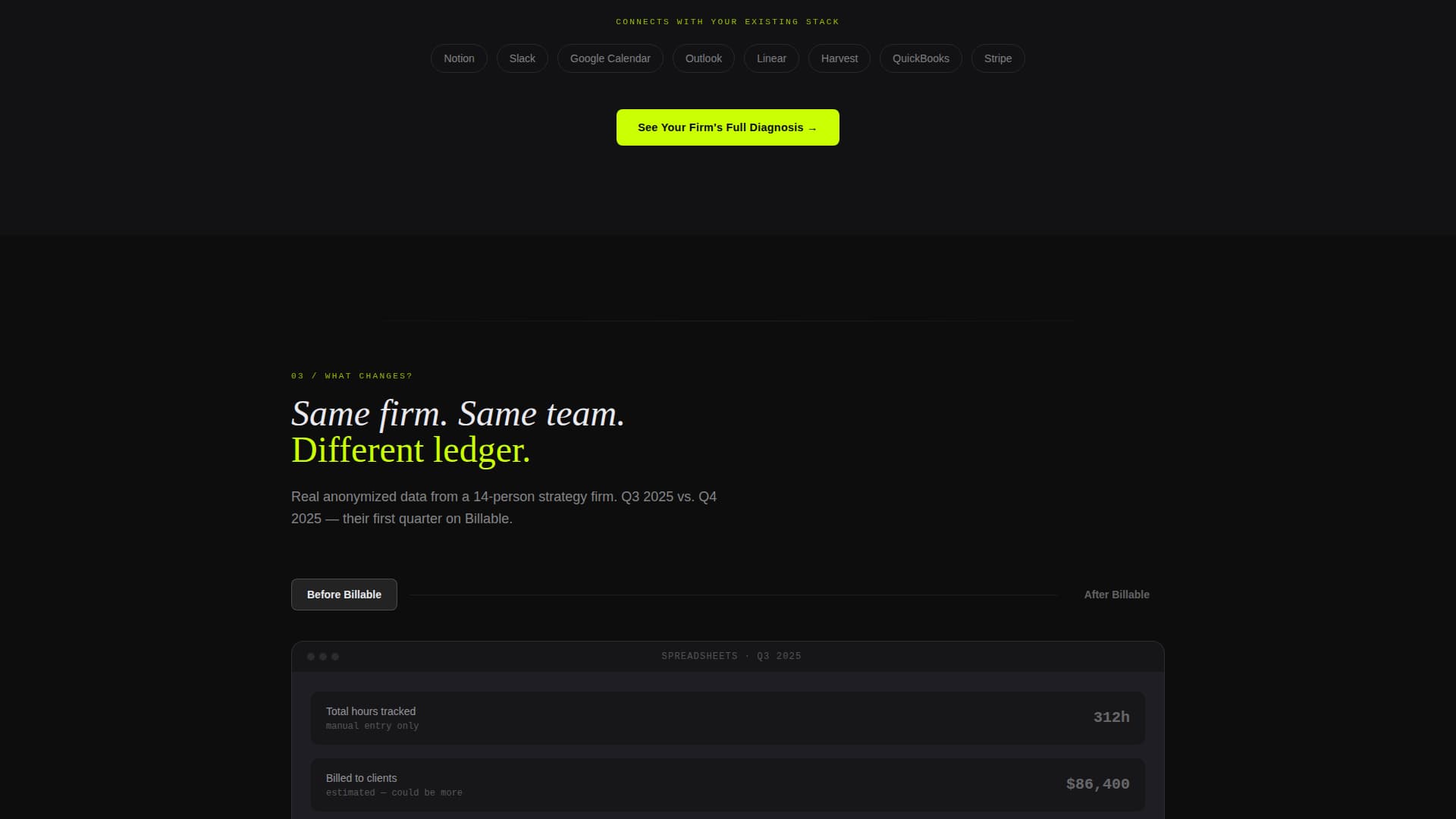 Billable - High-Voltage Consulting Firm Landing Page Template