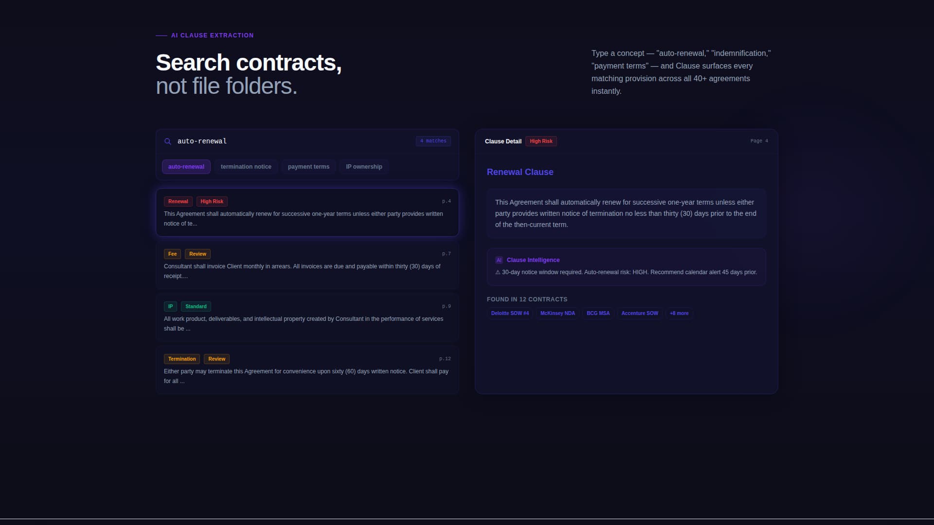 Clause - Powerful Contract Management Landing Page Template