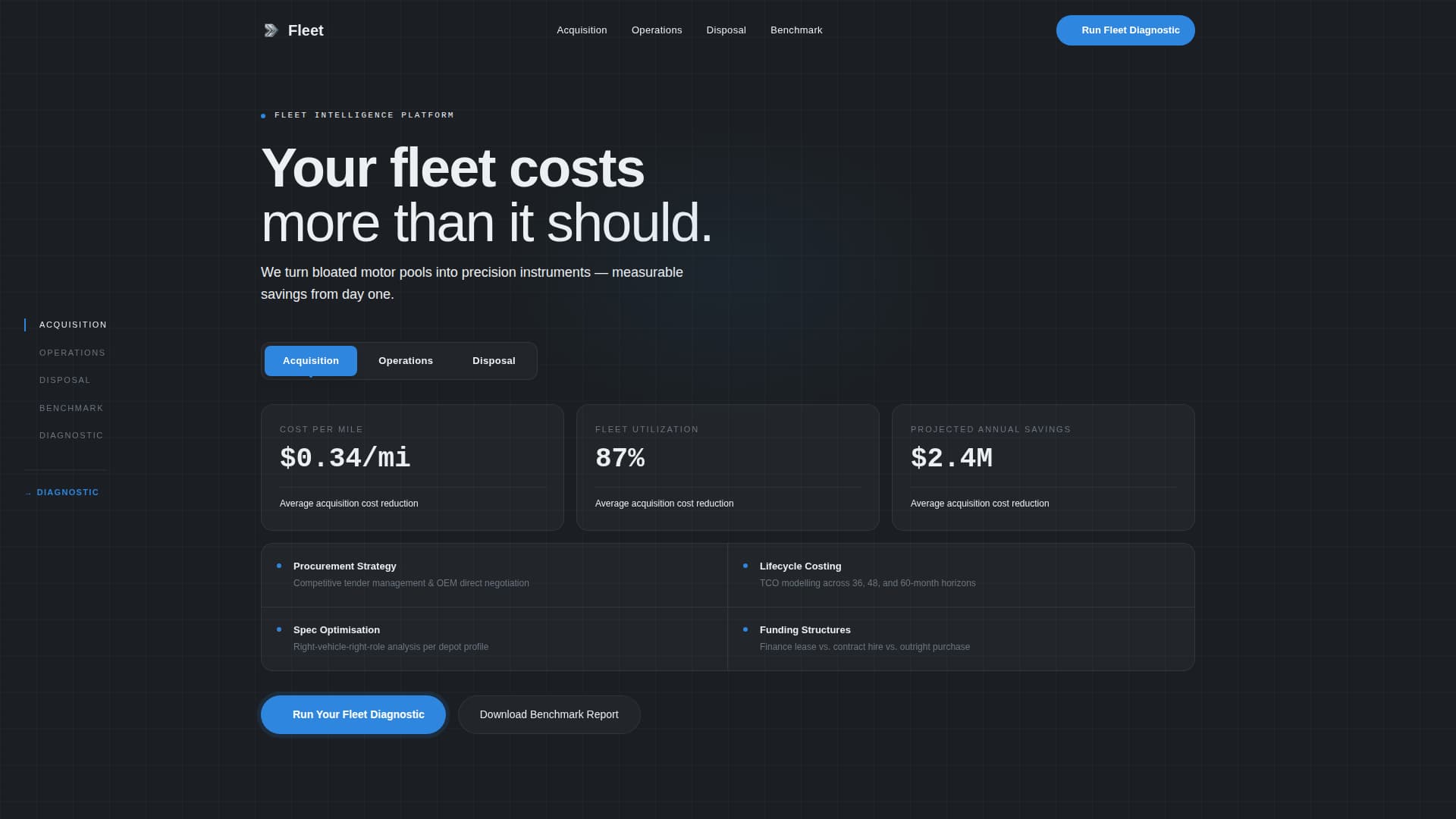 Fleet - Precision Fleet Management Landing Page Template