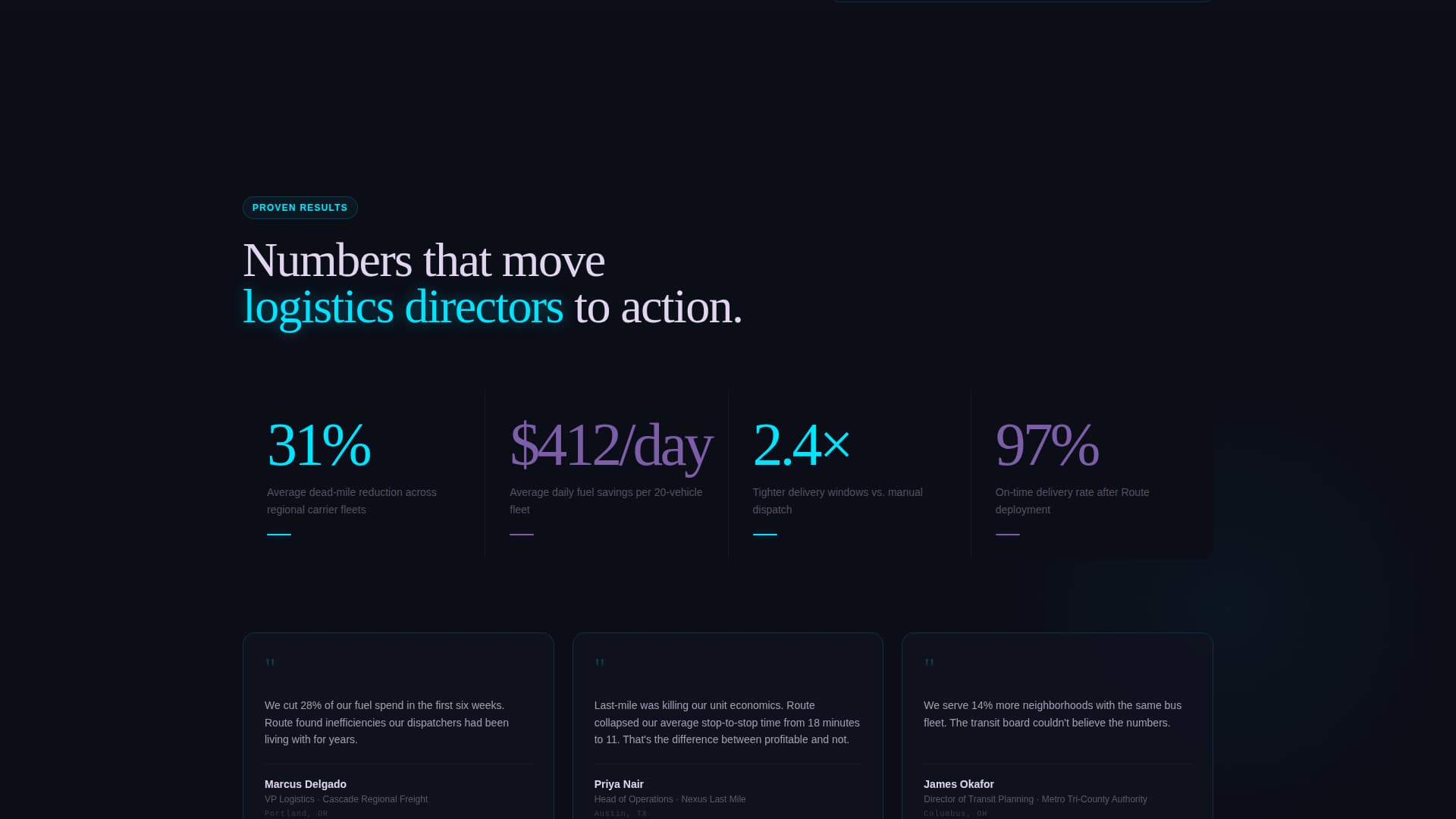 Routea - Intelligent Fleet Optimization Landing Page Template
