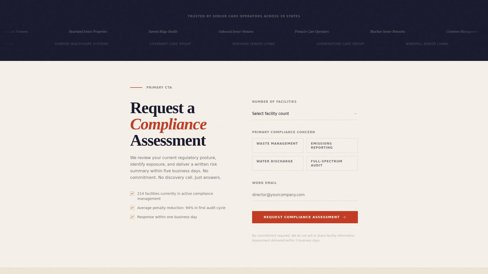 Assure — Proven Regulatory Compliance Landing Page Template