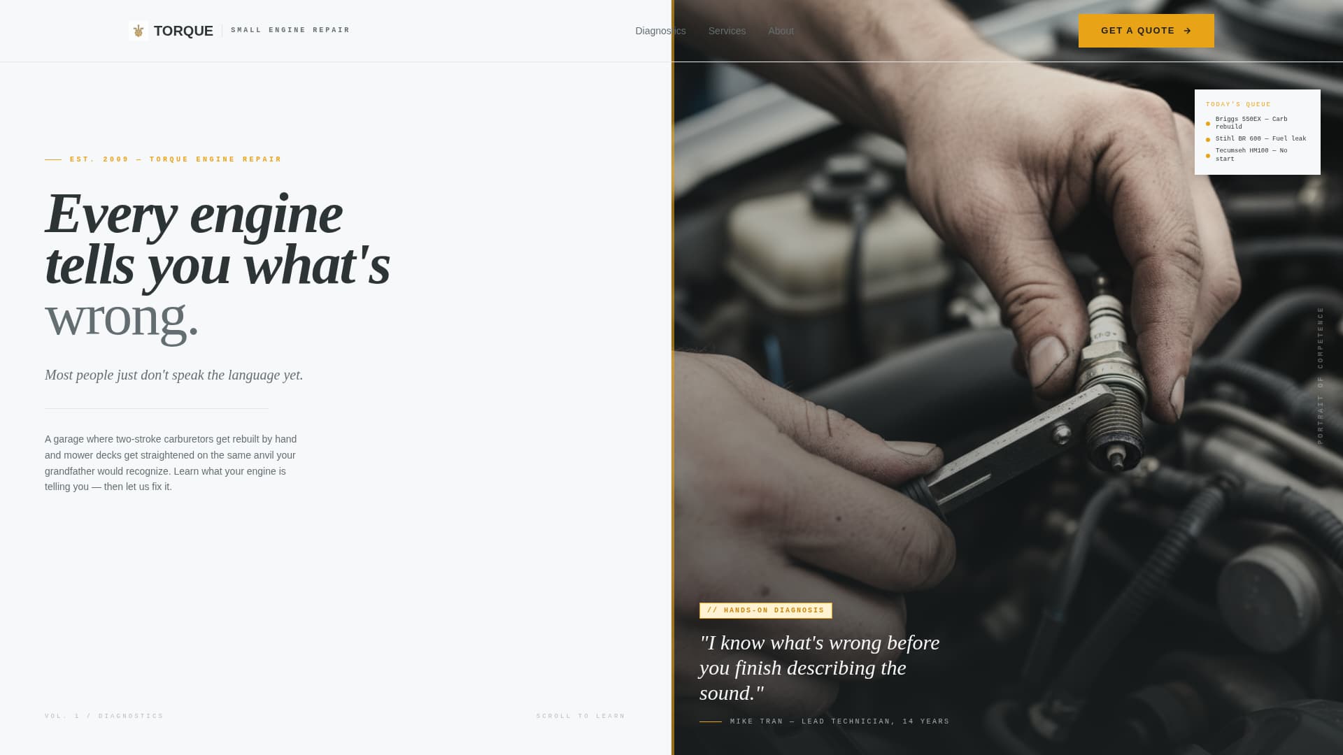 Torque - Trusted Smallenginerepair Landing Page Template