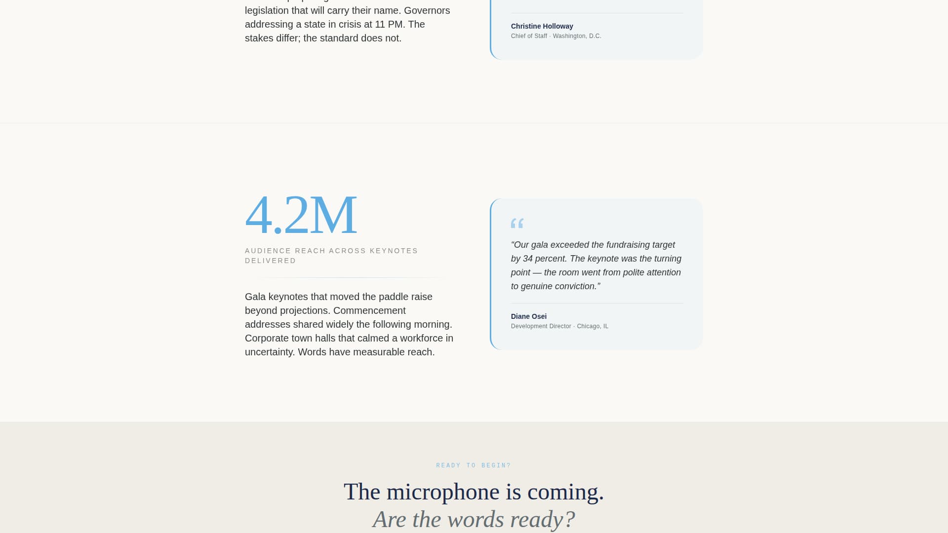 Podium - Authoritative Speechwriter Landing Page Template