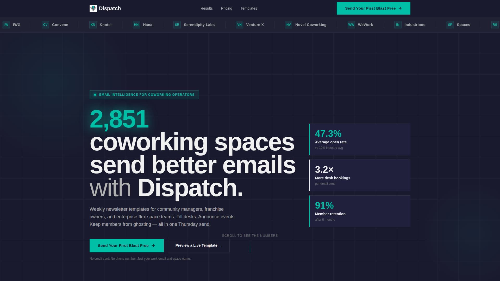 Dispatch - Bold Coworking Landing Page Template