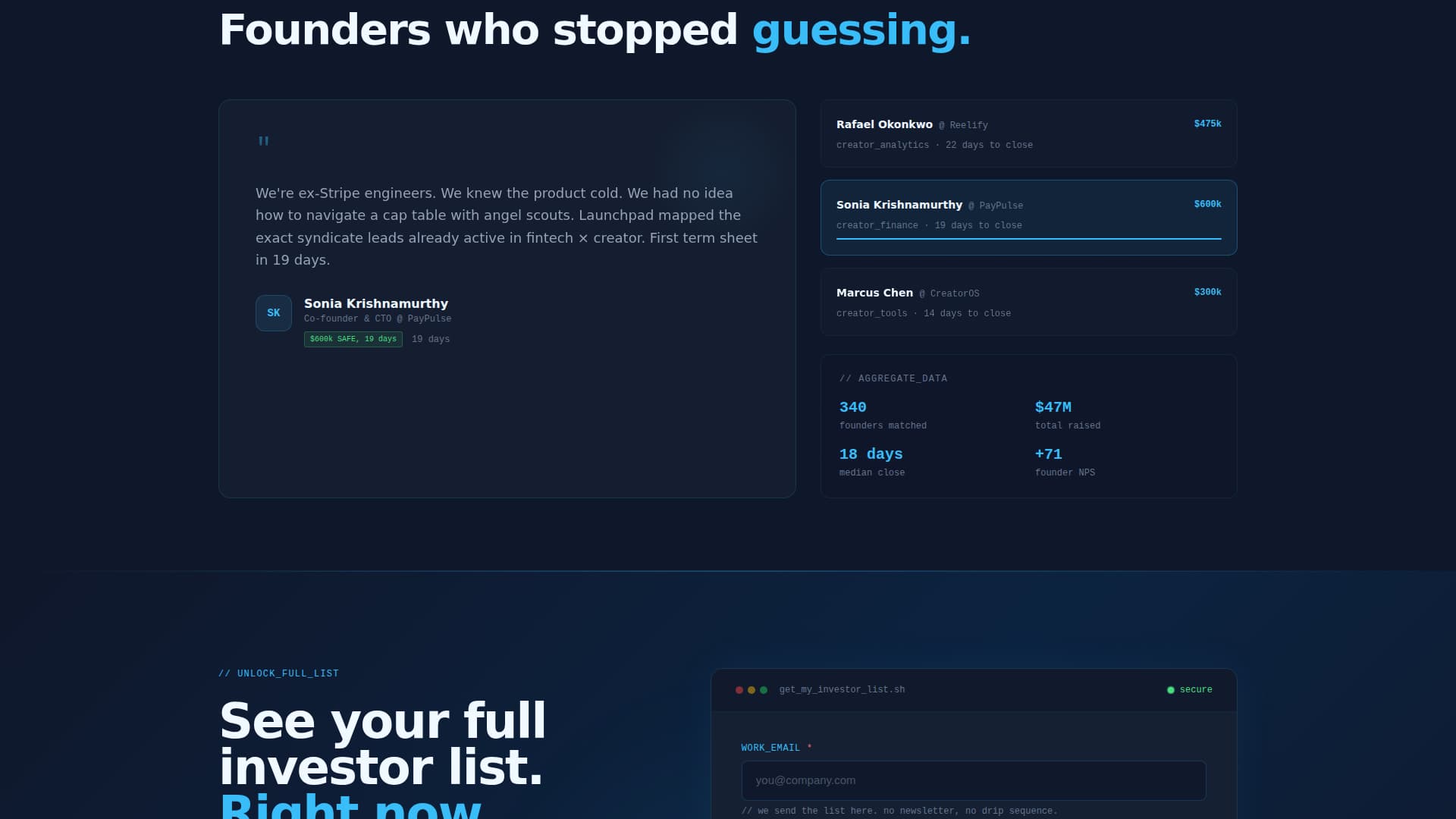 Launchpad - Precision Investor Matching Landing Page Template