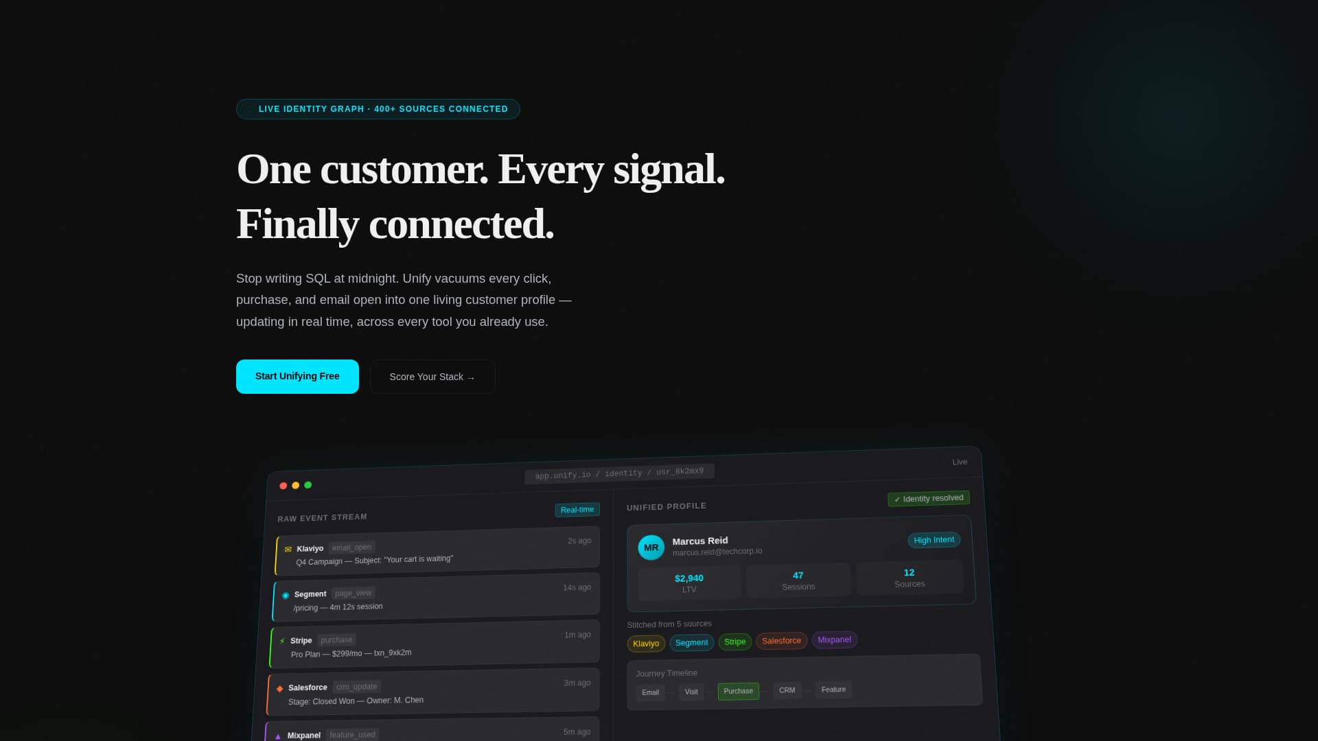 Unify - Powerful Customer Data Landing Page Template