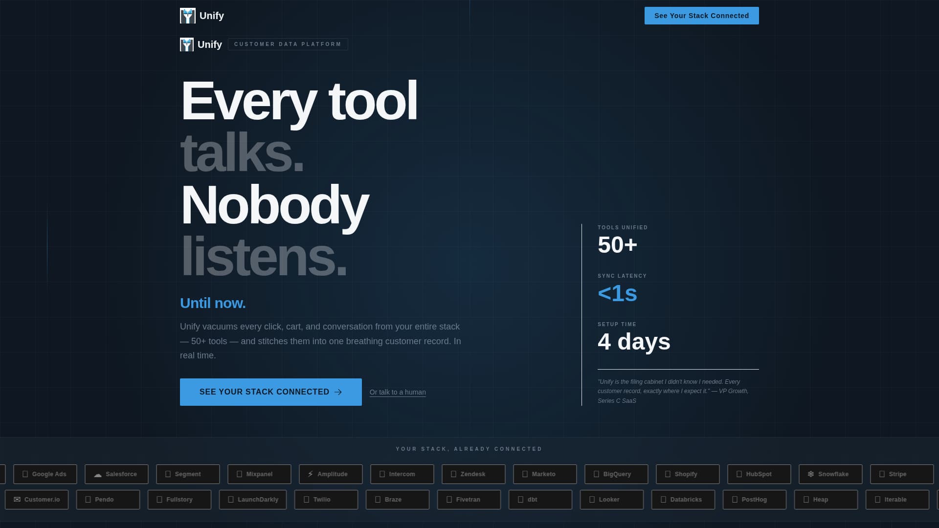 Sync — Unified Customer Data Landing Page Template