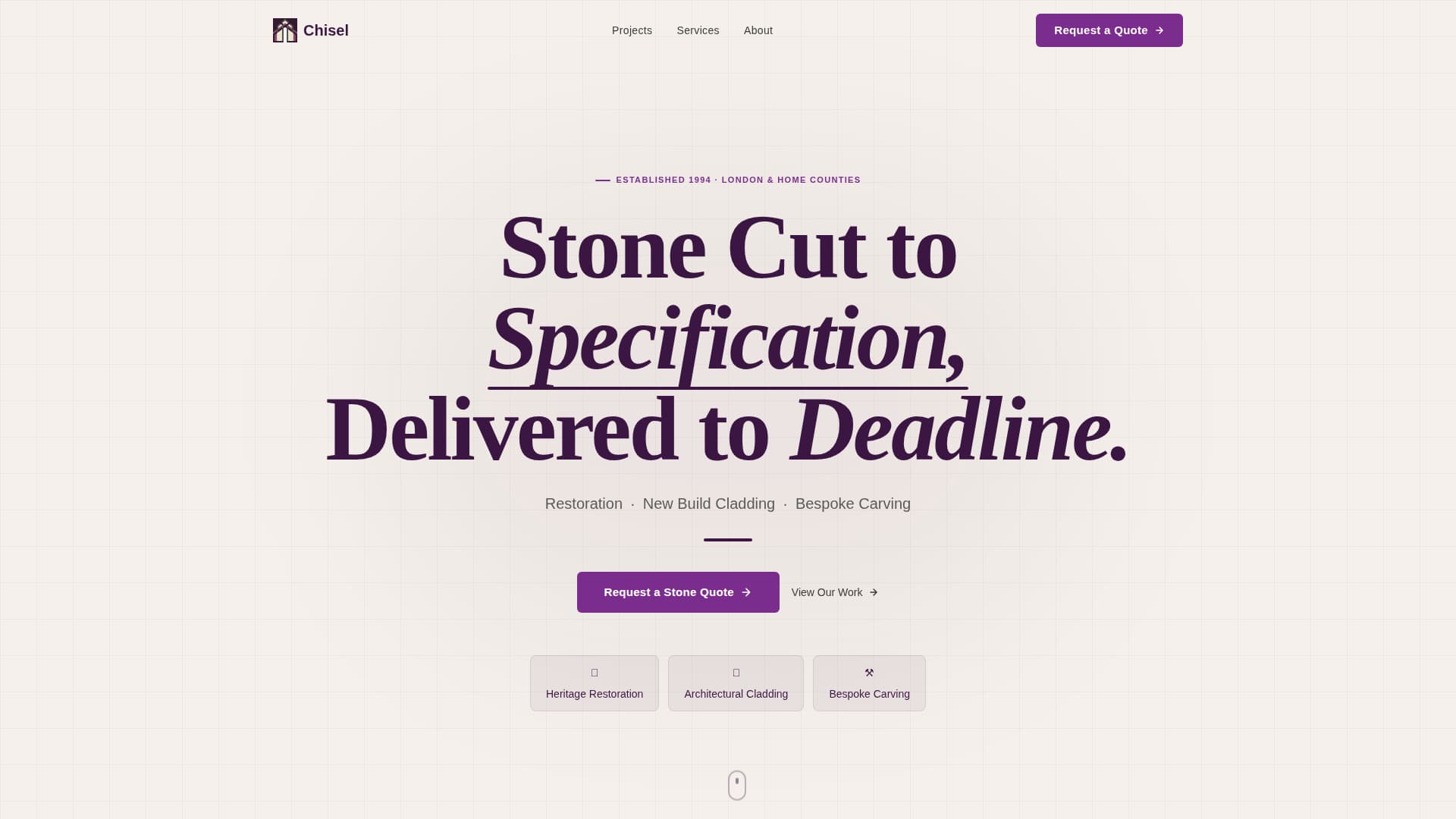 Chisel - Precision Stonemason Landing Page Template