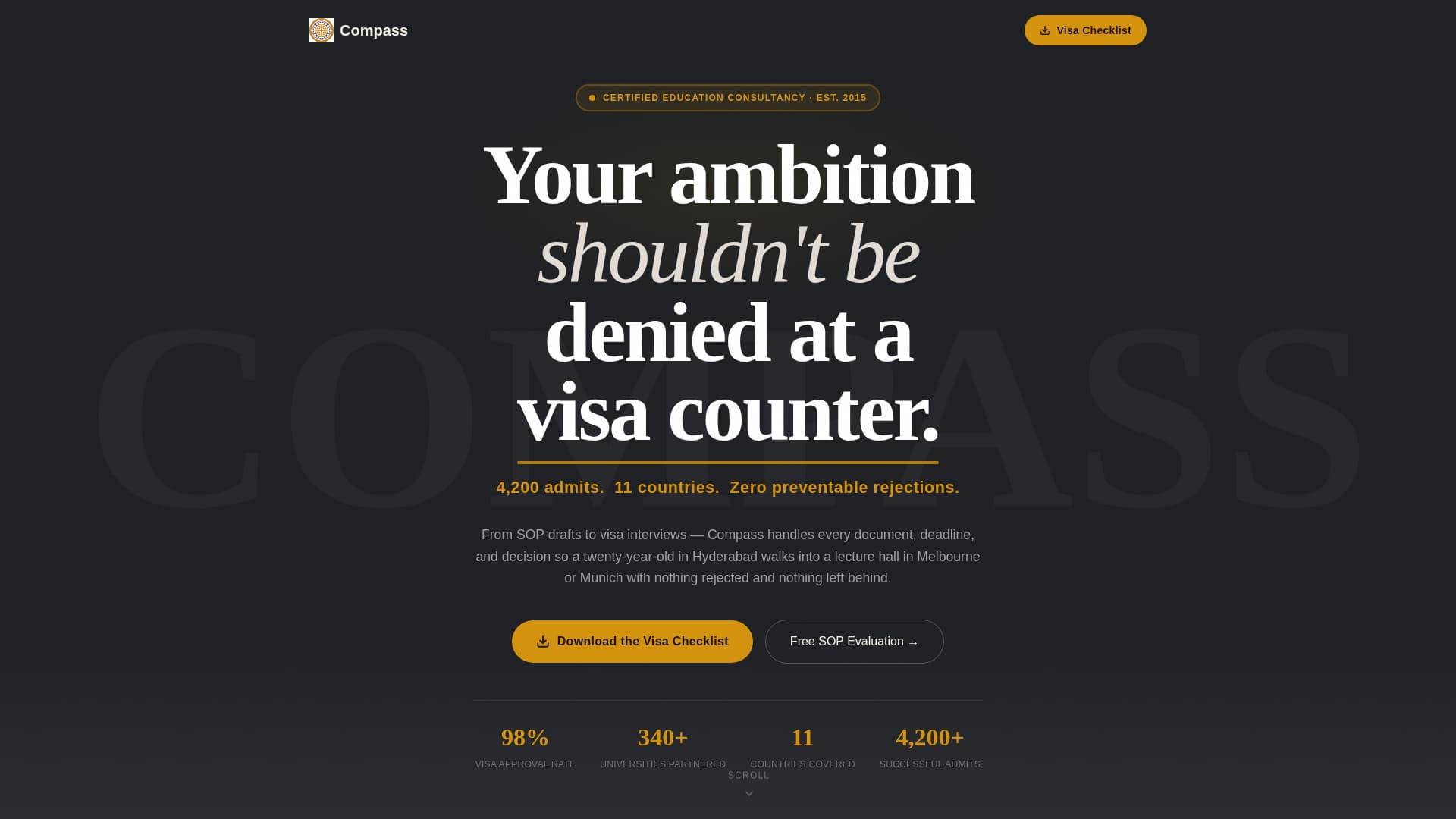 Compass - Authoritative Studyabroad Landing Page Template