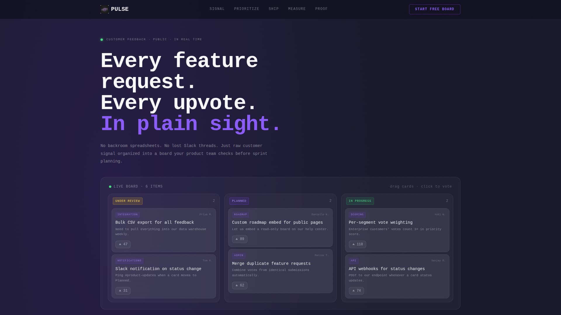 Pulse - Transparent Feedback Landing Page Template