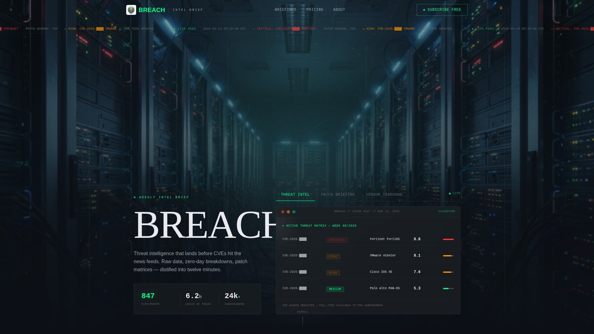 Breach - Dynamic Cybersecurity Landing Page Template