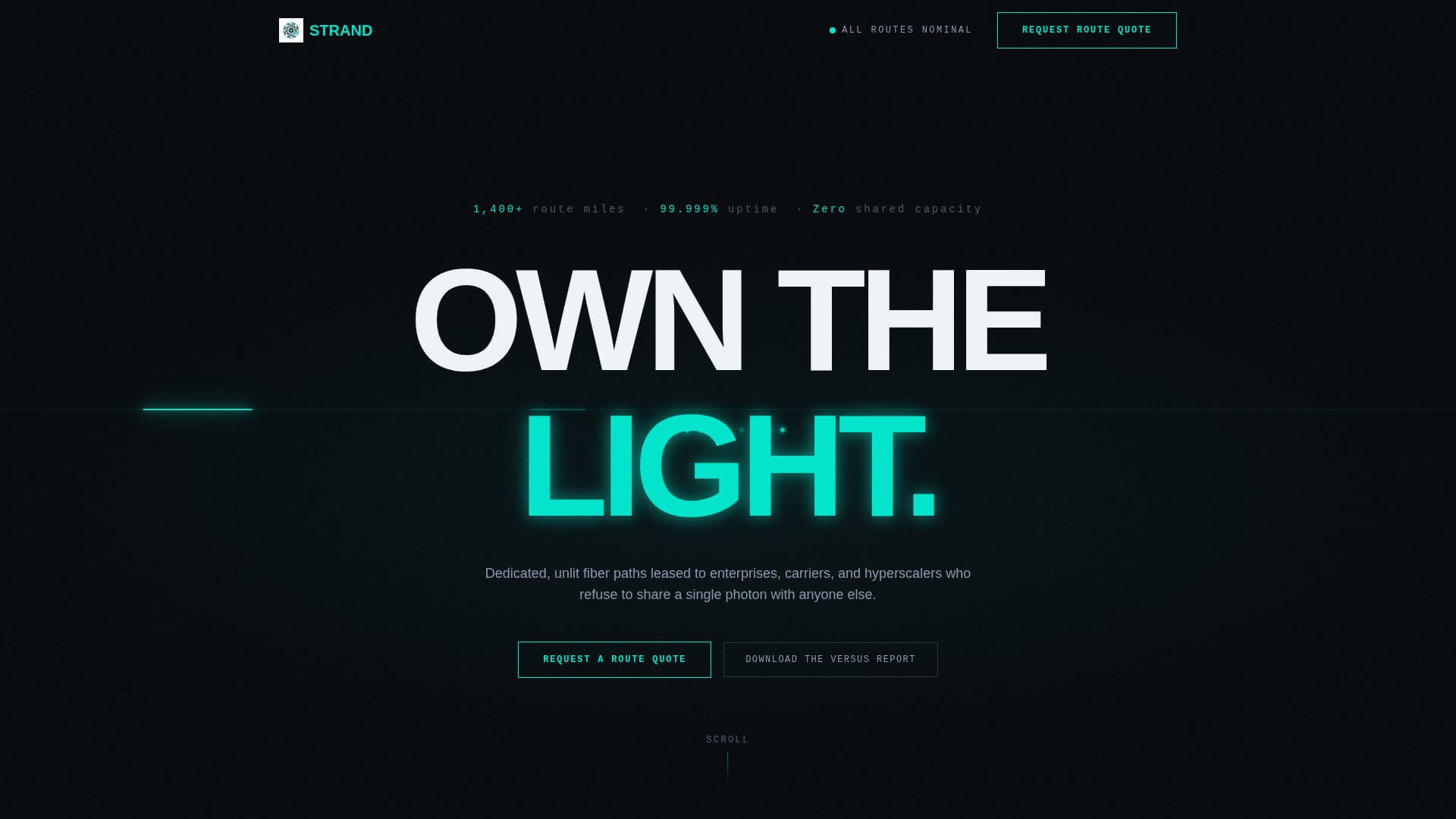 Strand - High-Performance Dark Fiber Landing Page Template