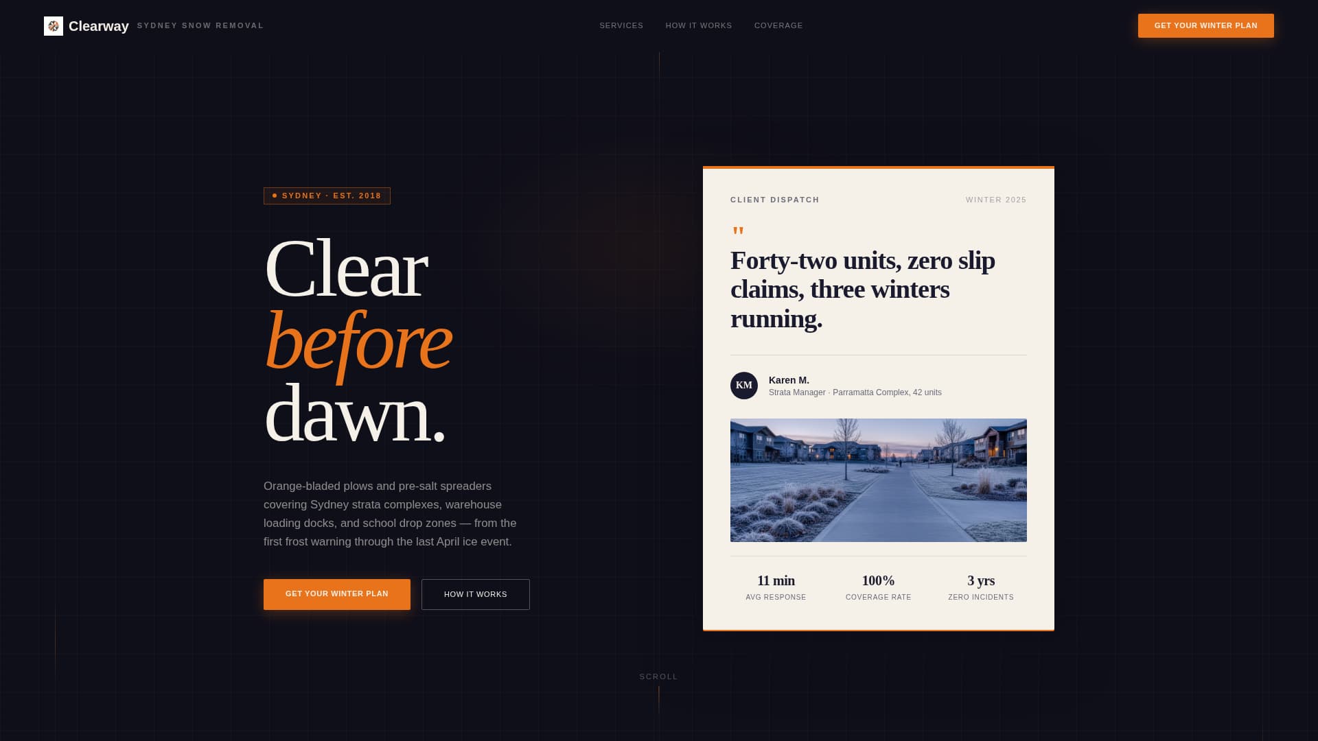 Pristine — Proven Winter Clearing Landing Page Template