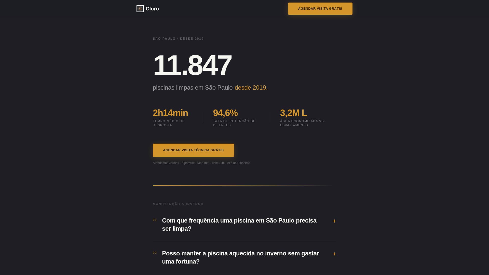 Cloro - Executive Poolcleaning Landing Page Template