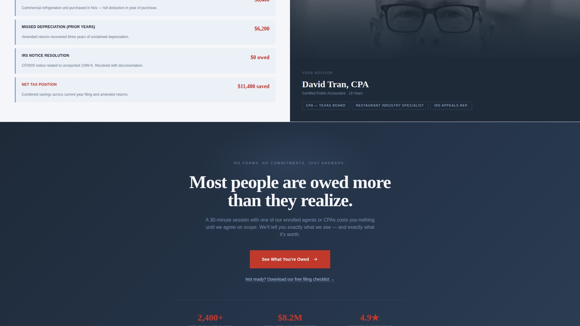 Ledger - Authoritative Taxpreparer Landing Page Template