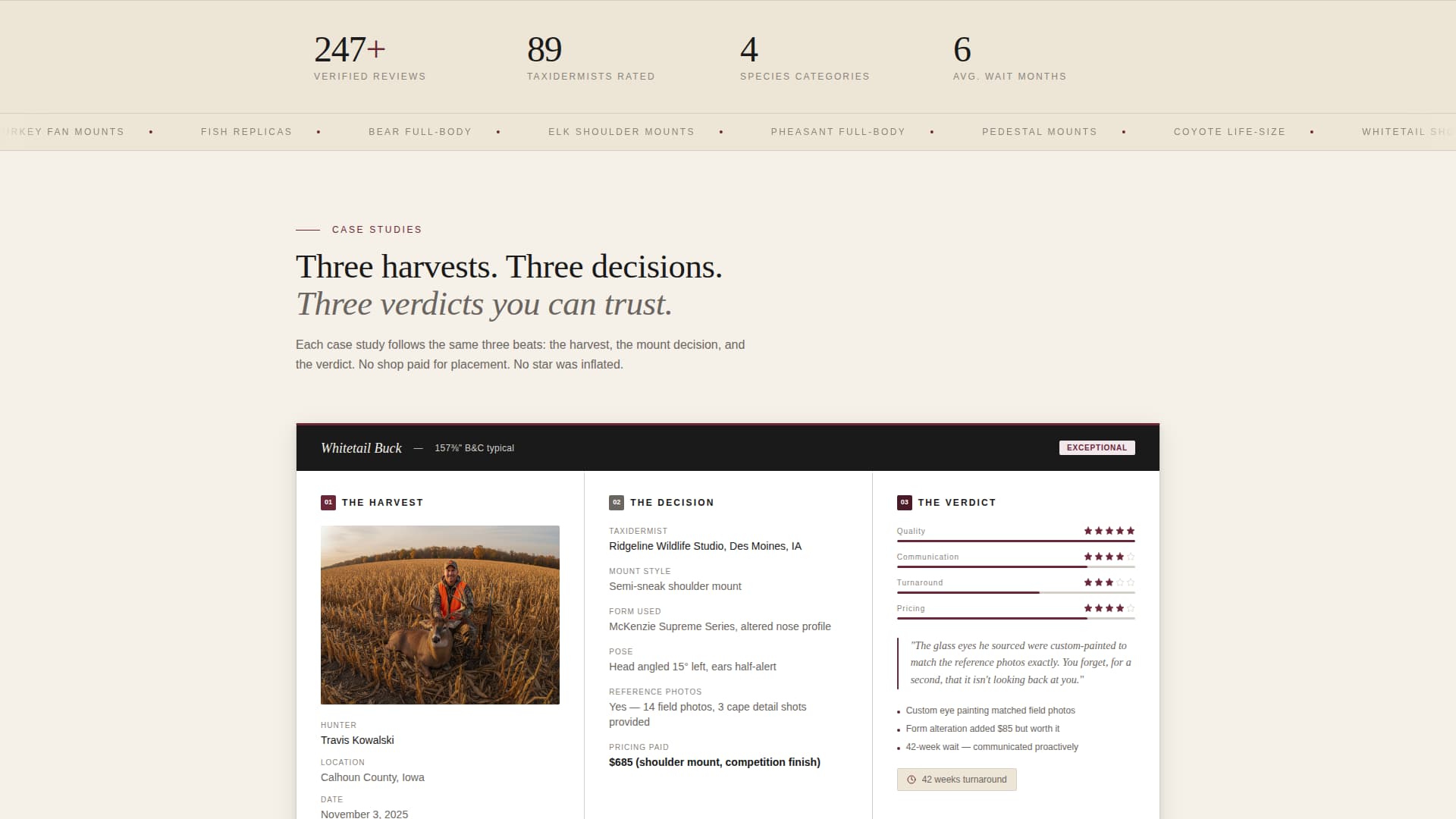 Preserve - Authoritative Taxidermist Landing Page Template