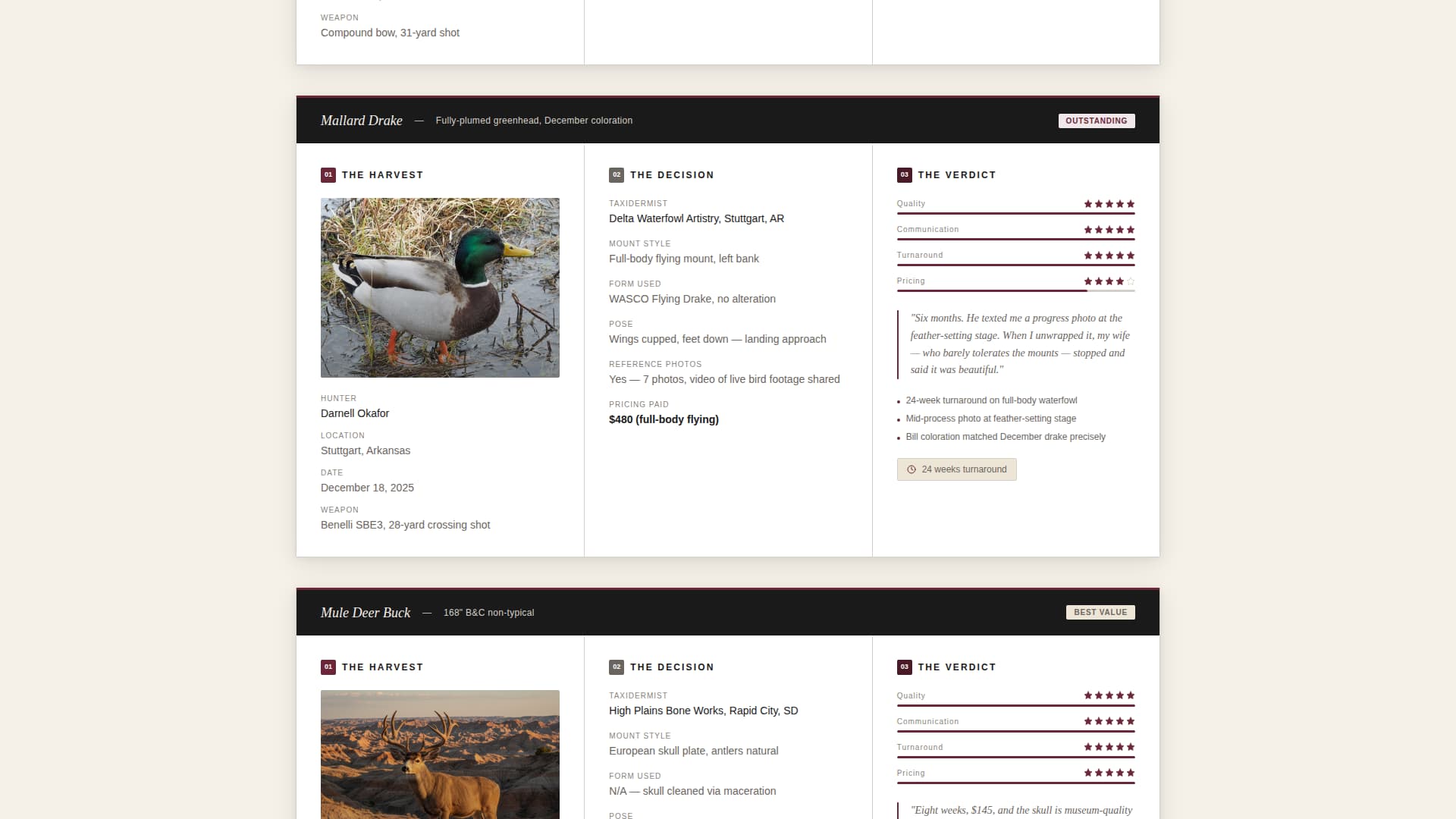 Preserve - Authoritative Taxidermist Landing Page Template