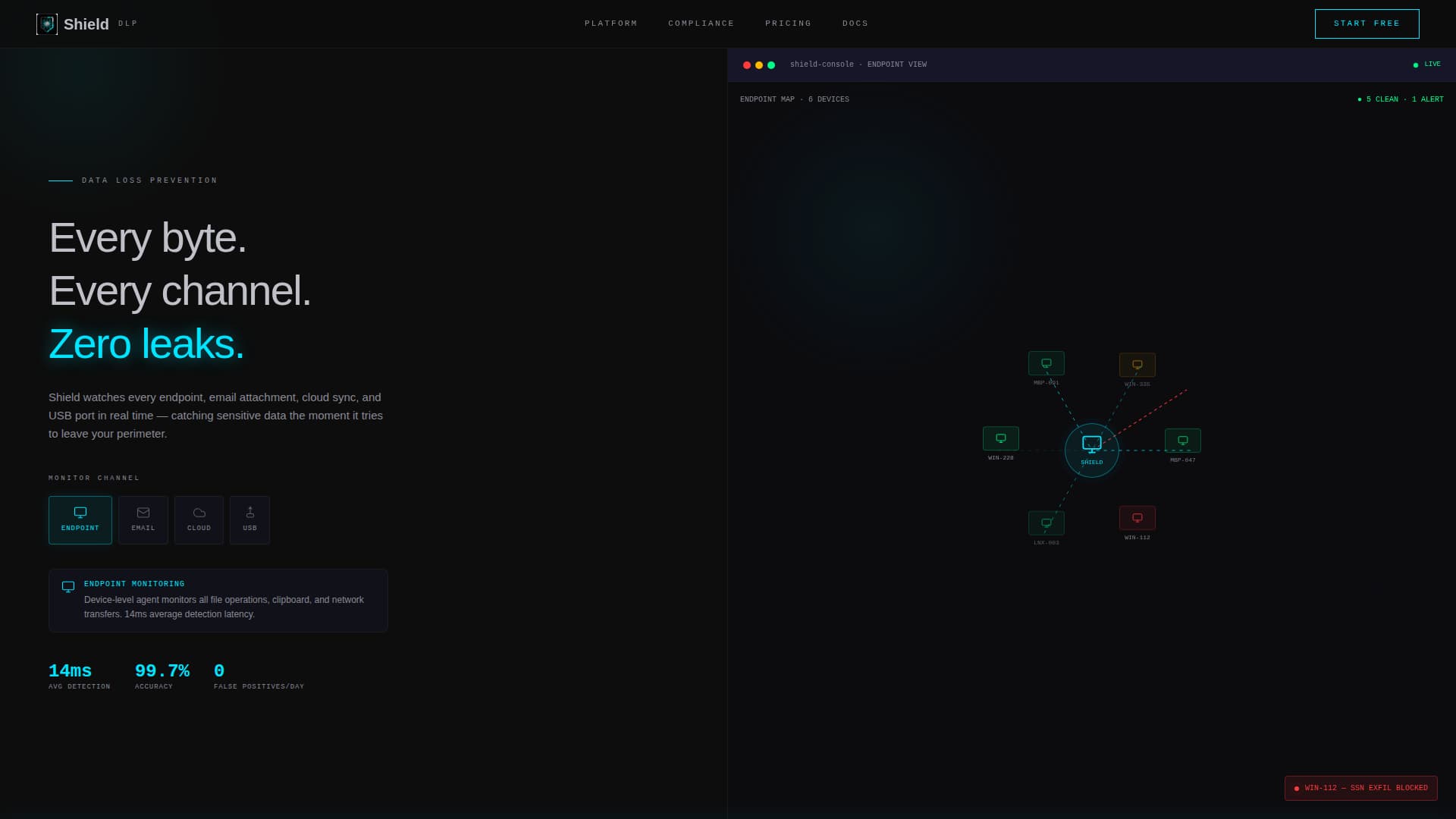 Shield - Powerful Data Loss Prevention Landing Page Template