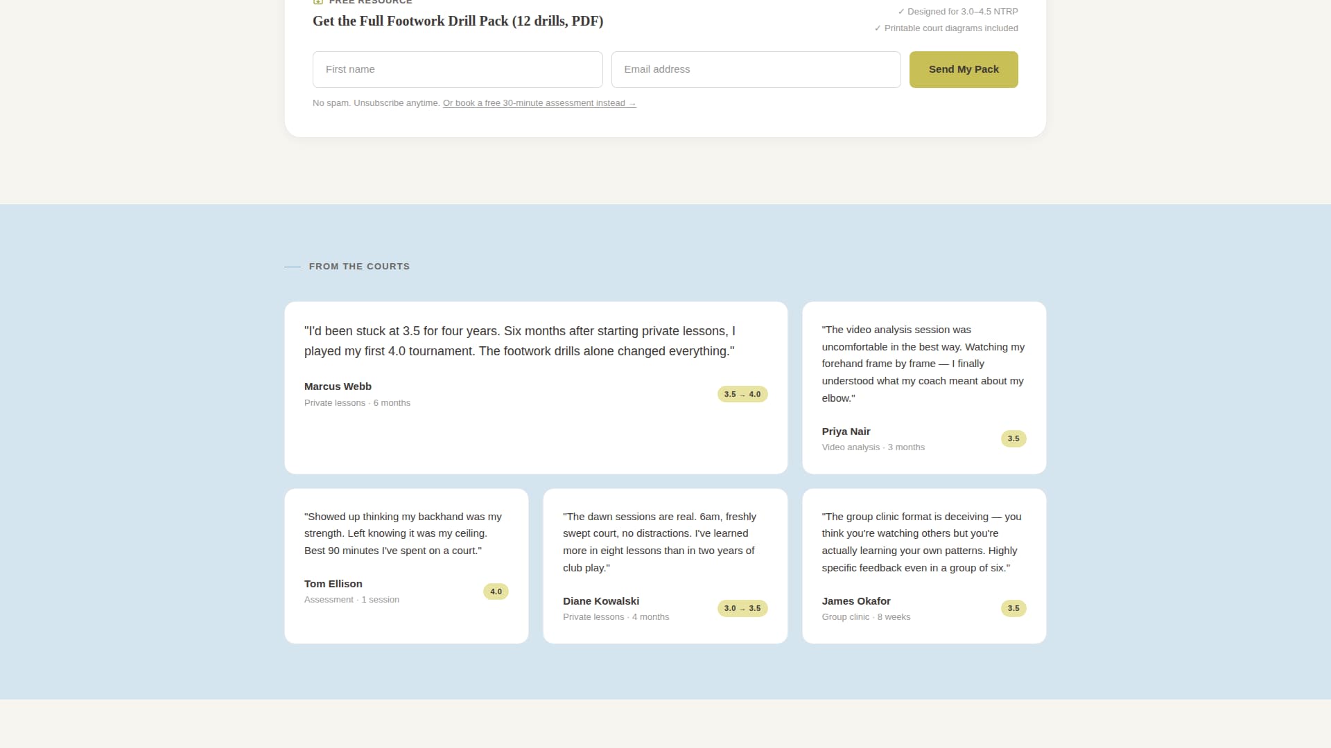 Tennis Coach Booking Website Template