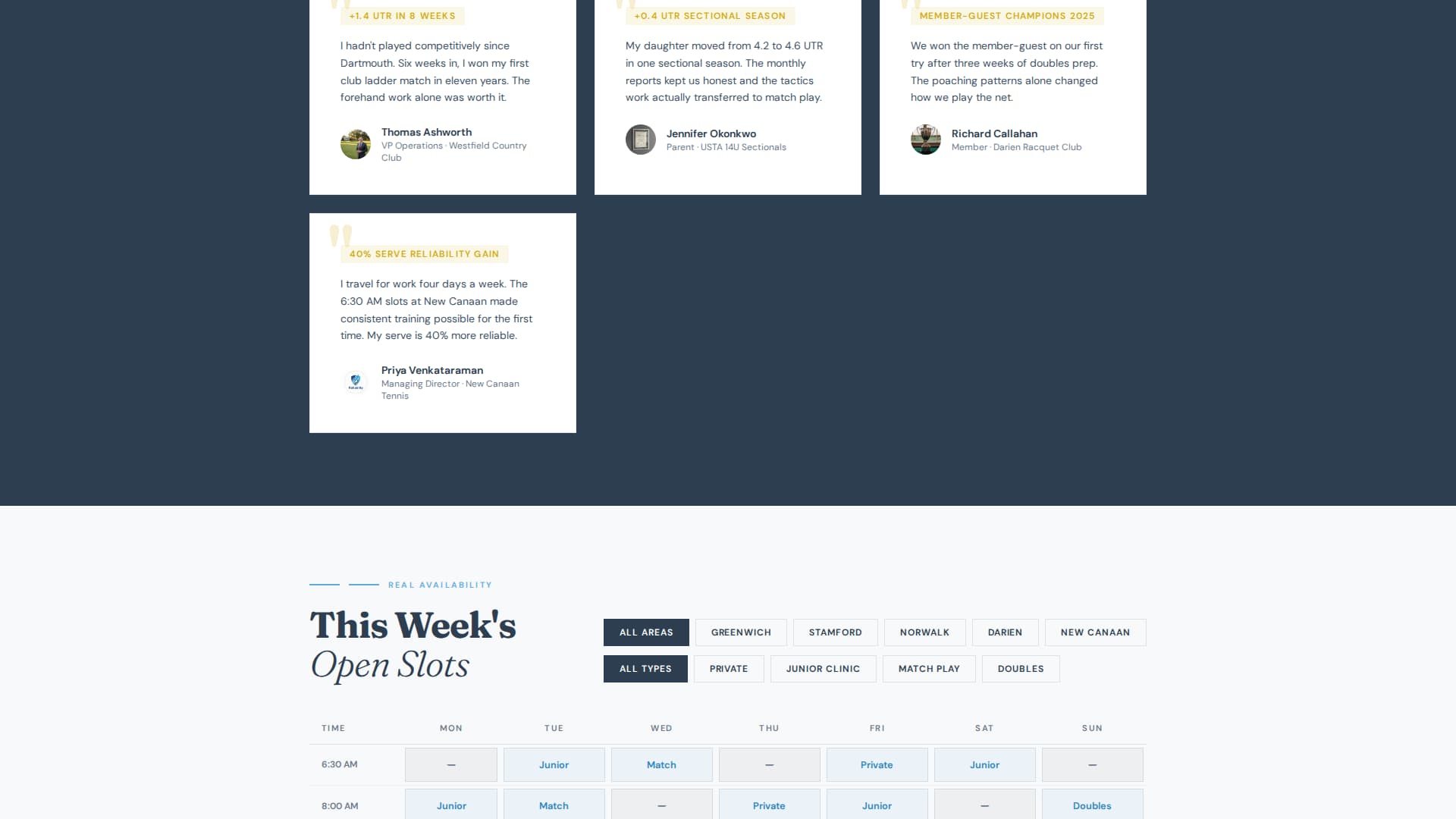 Tennis Coach Specialist Booking Website Template