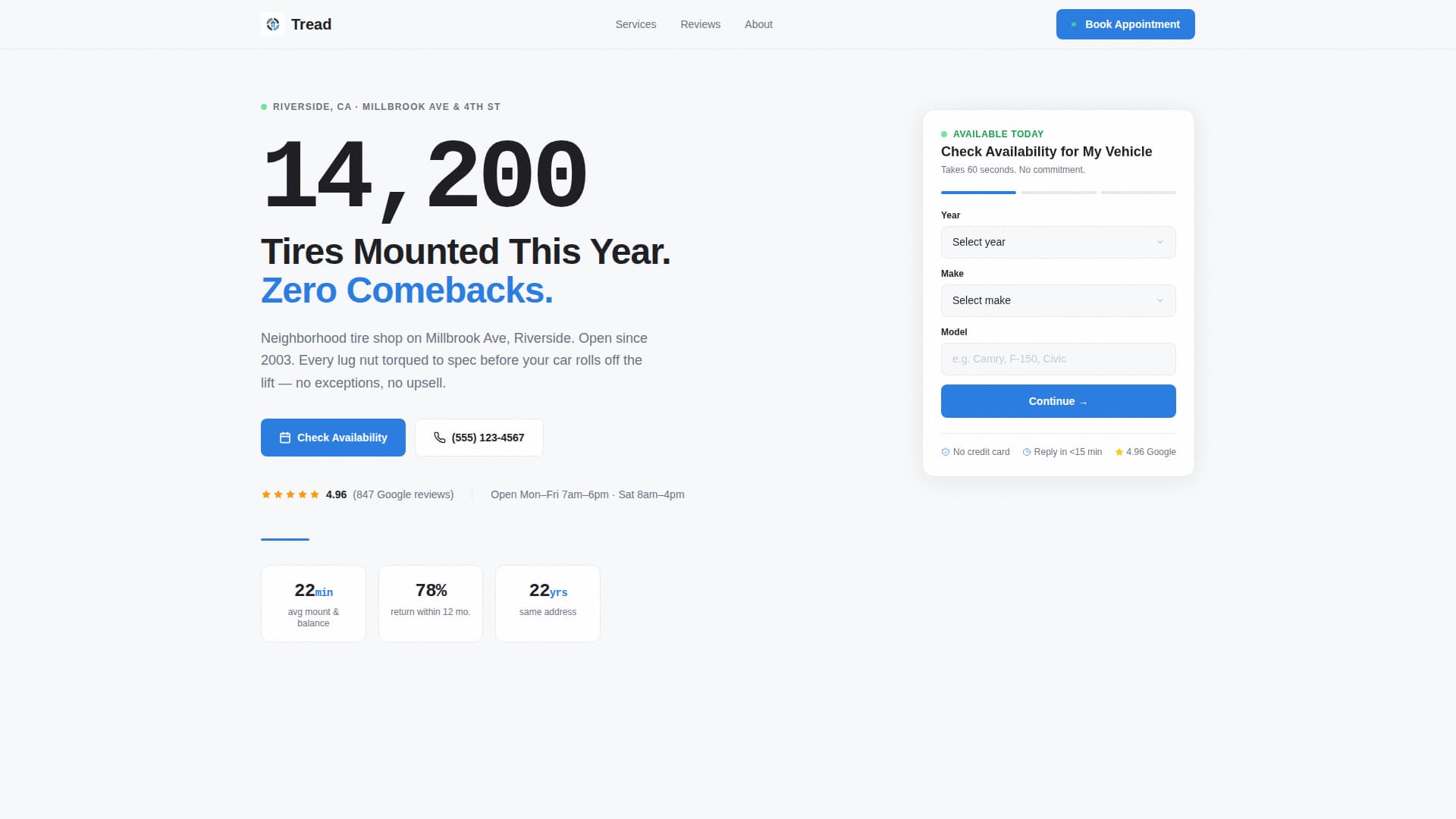 Tread — Certified Wheel Installation Landing Page Template