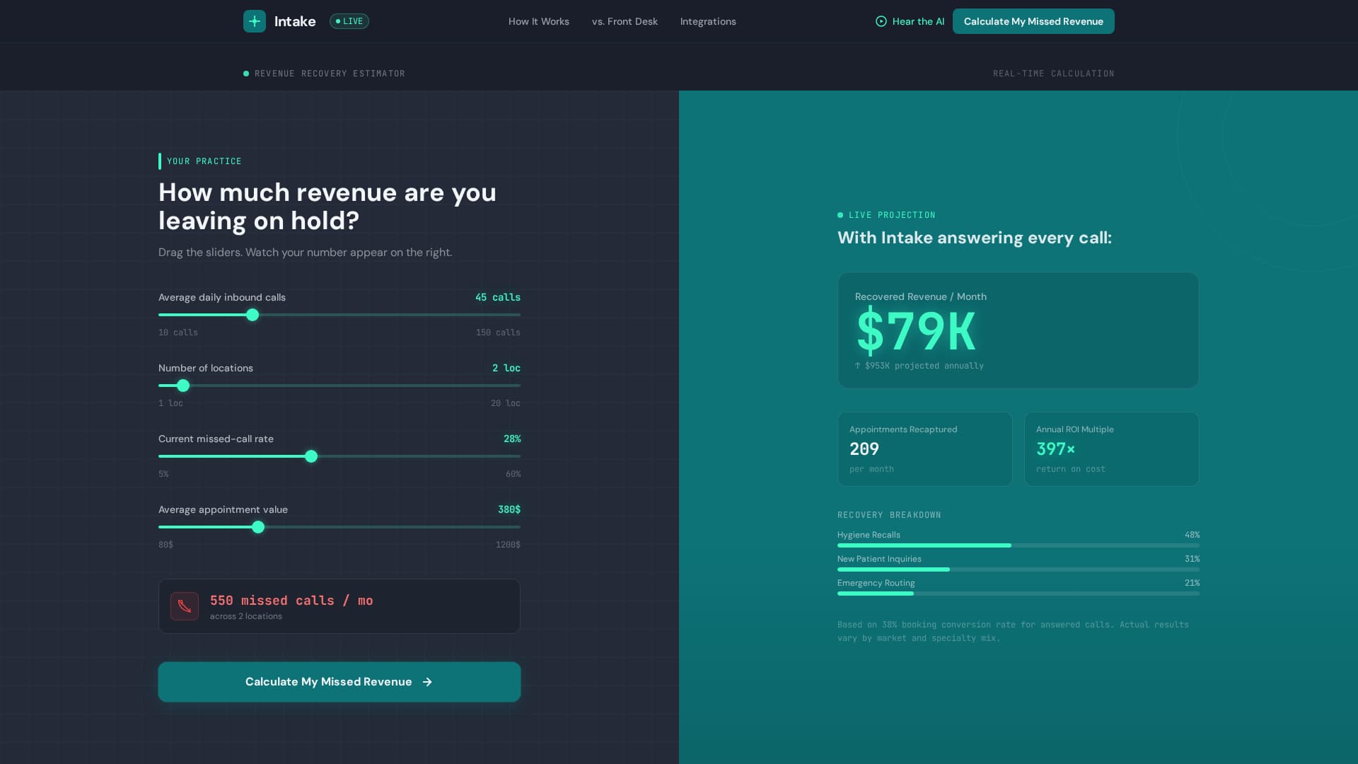 Intake - Powerful DentalAI Landing Page Template