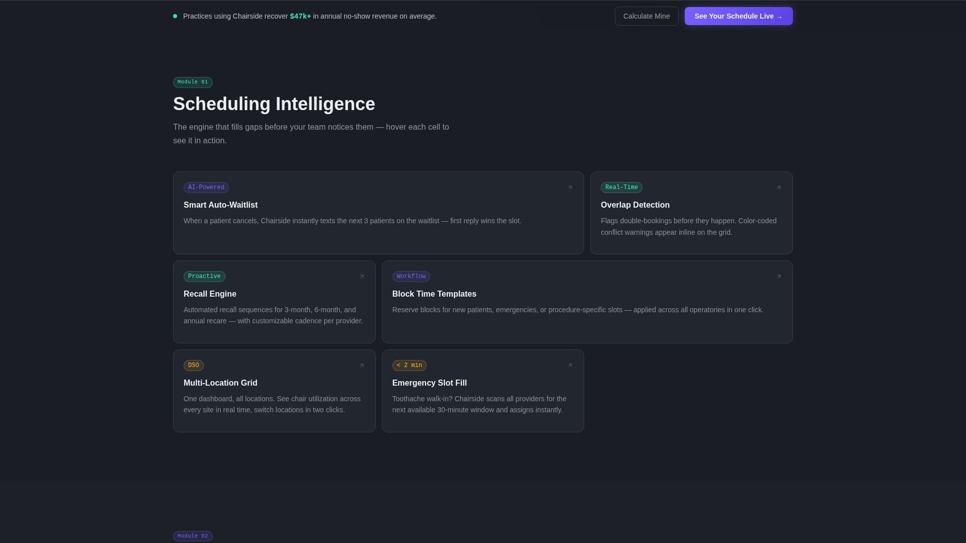Chairside - Intelligent Scheduling Landing Page Template