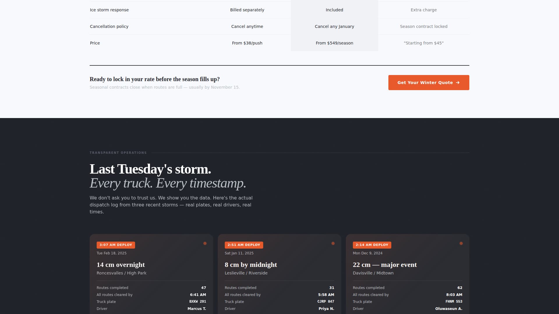 Plow - Transparent Snowremoval Landing Page Template